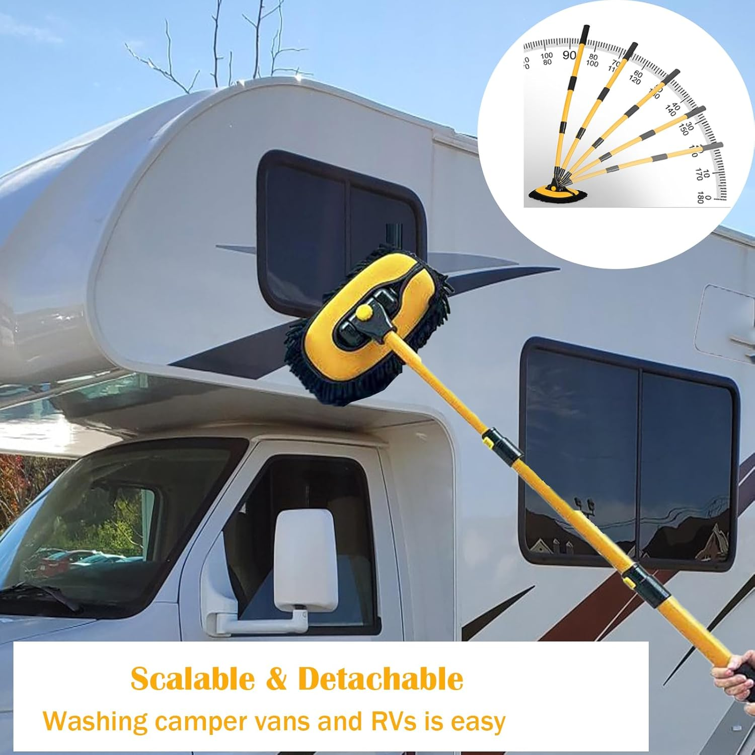 Car Wash Brush with Long Handle,43" Aluminum Alloy Telescopic Microfiber Cleaning Tools,Car Wash Kit for Washing Caravan Van Truck Boat Exterior Interior Duster Cleaning Supplies Scratch Free ﻿ image number 1