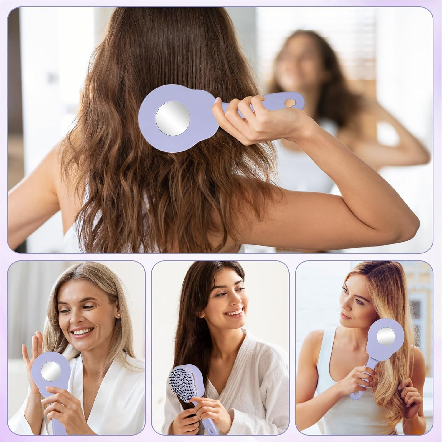 Detangler Hair Brush, Self Cleaning Hair Brushes, anti Static Massage Comb Brush,Cushion Hairbrush,Gentle Massaging,Gliding through Tangle,For Women & Men,Short,Long,Straight,Waves image number 5