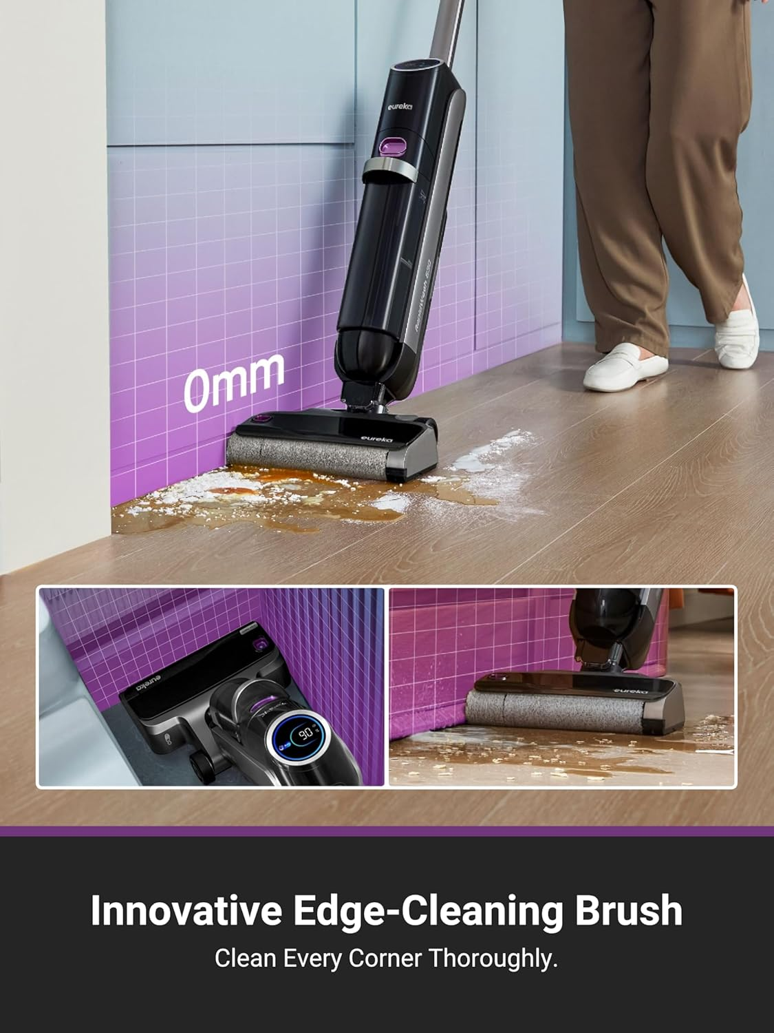 EUREKA Rapidwash NEW630 Cordless Wet Dry Vacuum Cleaner, 21600Pa Smart Hard Floor Washer with 170&deg; Lay-Flat, 60℃ Hot Air Flash Drying, Self-Cleaning, Edge Clean, Messes Detection, Tangle-Free Design image number 1