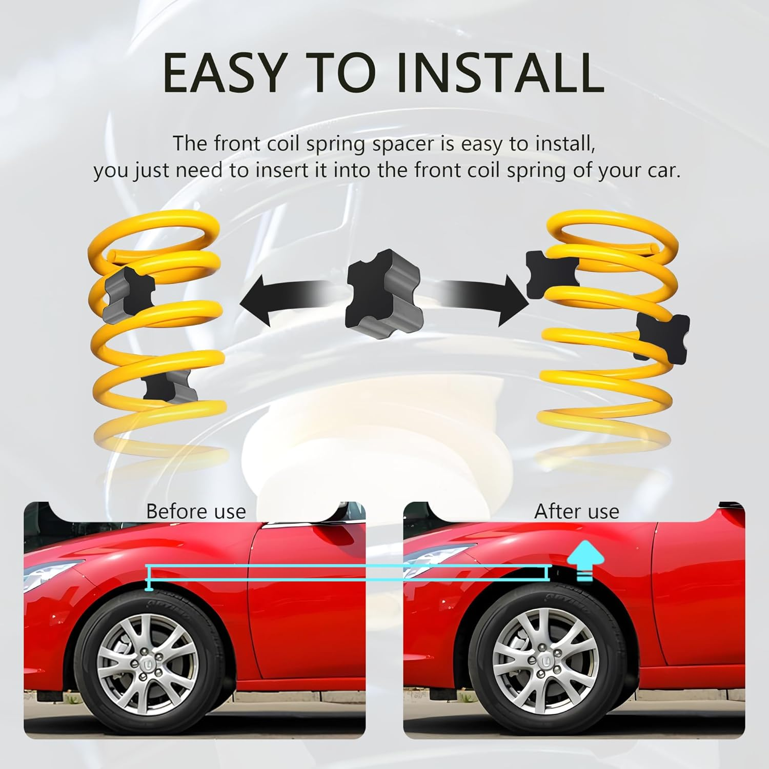 4PCS Rubber Coil Spring Spacers,Heavy Duty Front Coil Spring Booster Kit for 1" to 1.5" Coil Spring Lift,Universal Rubber Lift Blocks Car Accessories for Most Cars Trucks Suvs image number 2