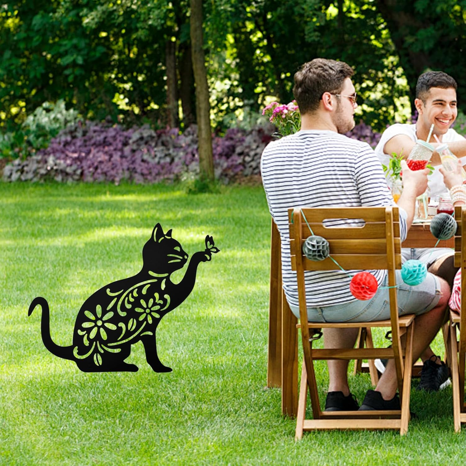 Mrmrkura Metal Cat Stakes Garden Decor Stakes Black Cat Silhouette Statue for outside Metal Cat Decorative Ornaments for Outdoor Garden Home Patio Yard Decor (1 Cat) image number 6