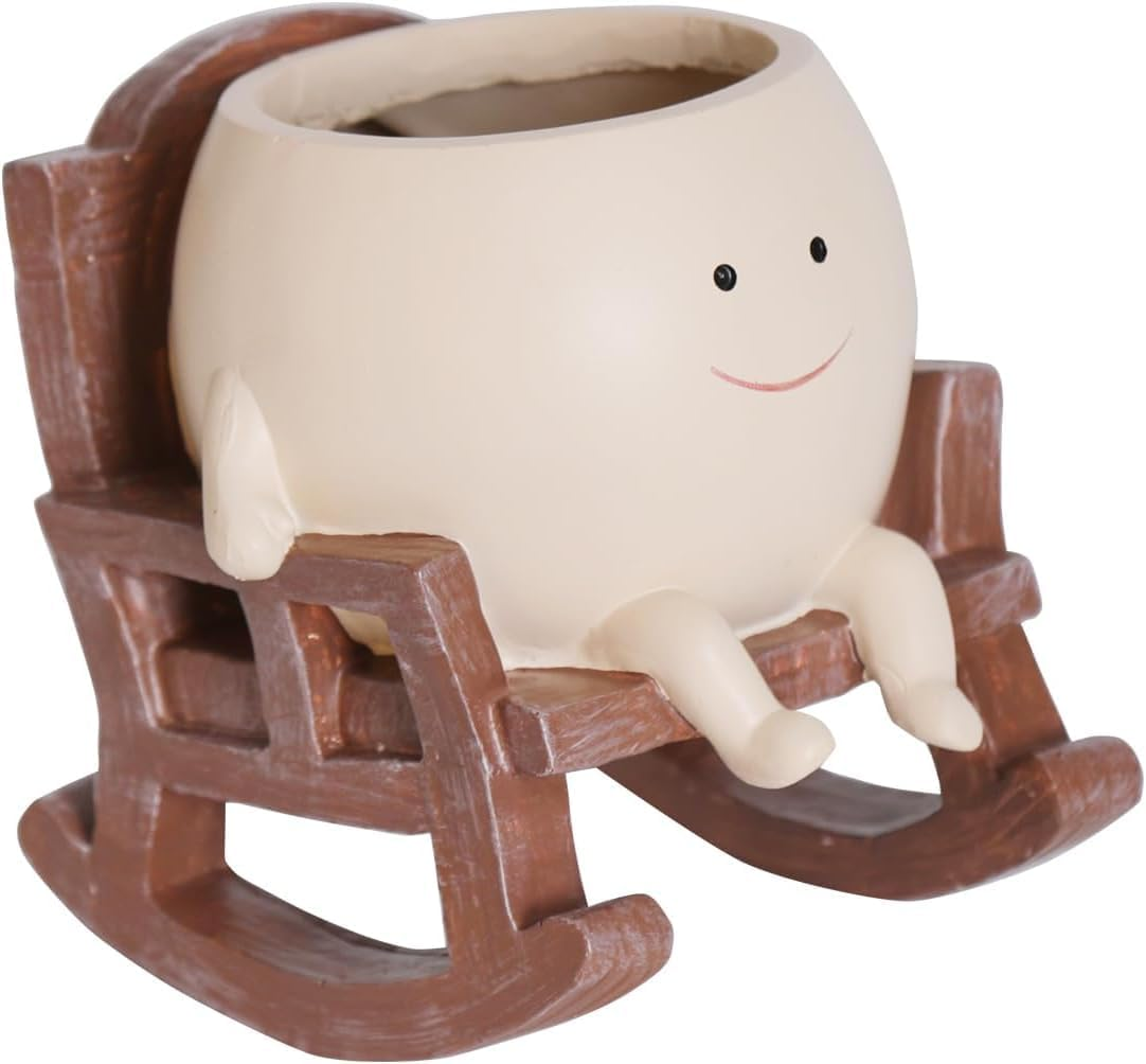 Smily Face Planter Pot for Plants Rocking Chair Planters Funny Succulent Planter Live Cute Resin Flower Pots Head Planter for Indoor Outdoor Plants Gift Ideas for Mother