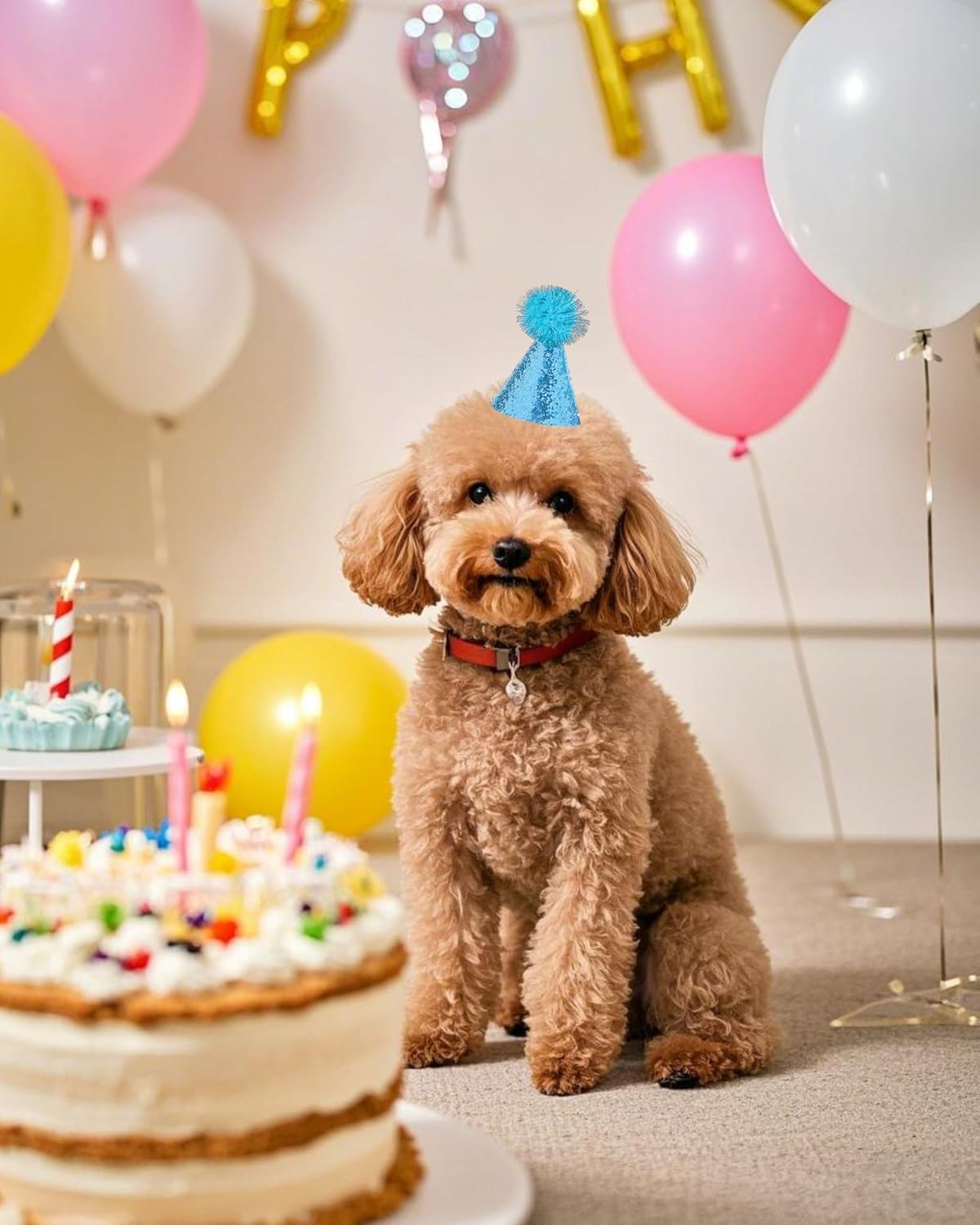 10 Pcs Pet Birthday Hat - Adjustable Mini Party Hats for Dogs, Cats, Rabbits & Small Animals, Multi-Color Cute Birthday Hats for Kittens & Stuffed Animals Friends Celebration image number 6