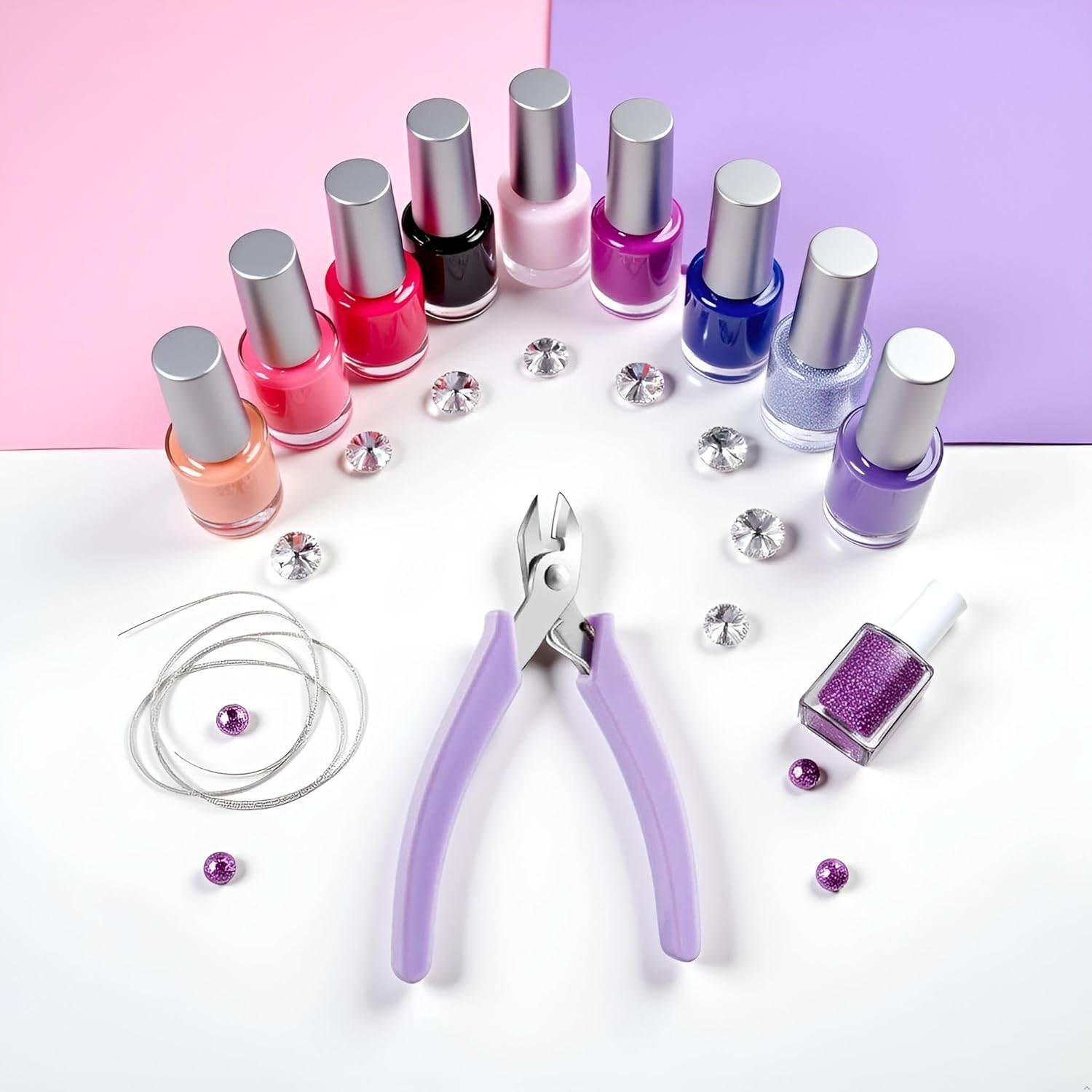 Purple Manicure Nail Pliers for Rhinestones Gems Picker Removal Wire Cutter Nail Unloading Nippers Chain Scissors Nail Art Tool Durable All Purpose Tool Nail Art Accessories image number 5