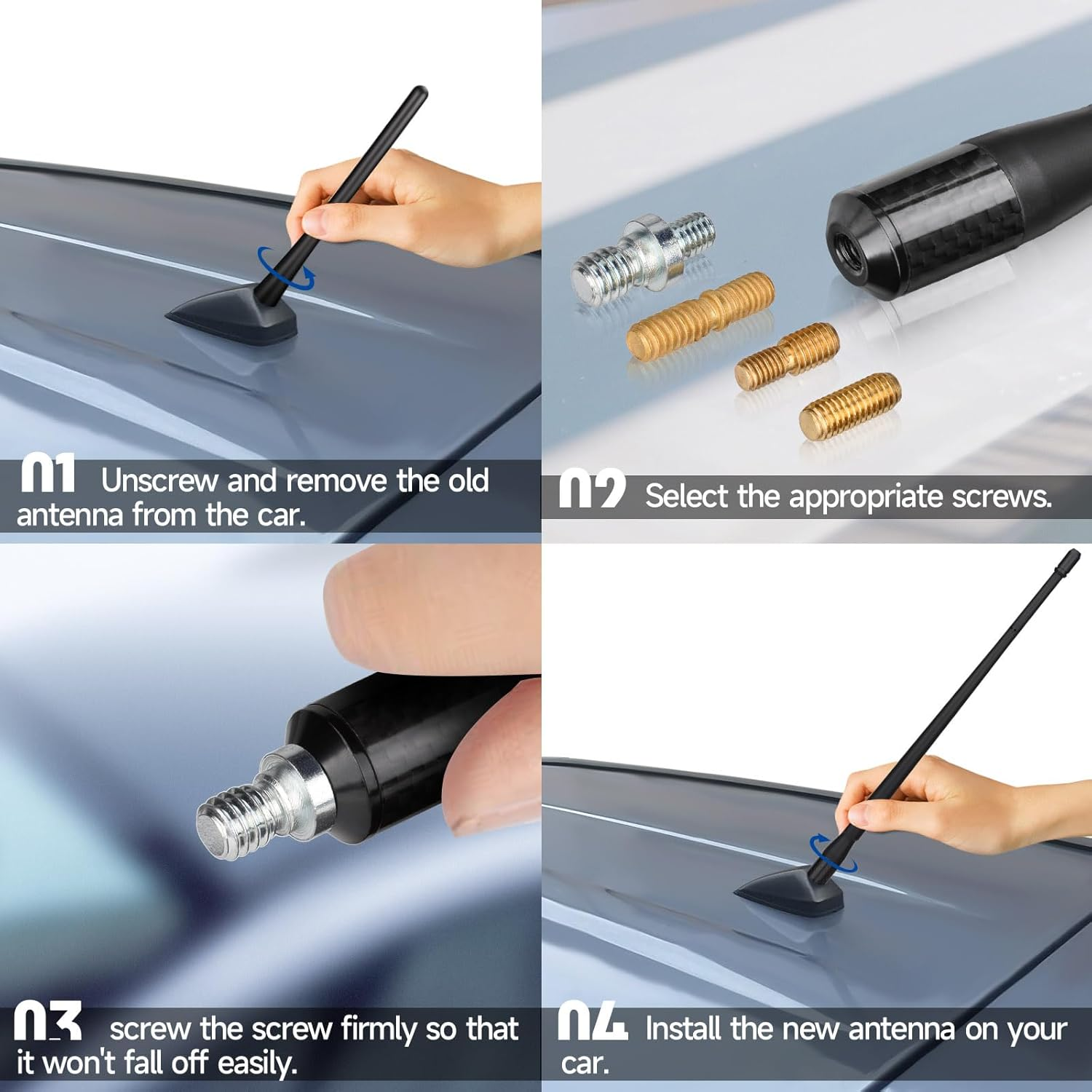 Bingfu Car Roof Mount Antenna 31.5Cm Car Radio FM AM Antenna Replacement for Vehicle SUV Car Audio HD Radio Stereo Tuner Head Unit CD Media Receiver with Strong Radio Signal Reception image number 5