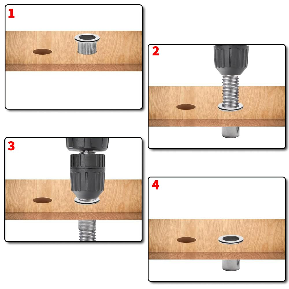 TOMVAES 100PCS M6 Rivet Nuts,Rivet Nuts,Nut Inserts,Flat Head Threaded Insert Nuts Rivnut for Automotive, Furniture, Decoration,Aluminum image number 2