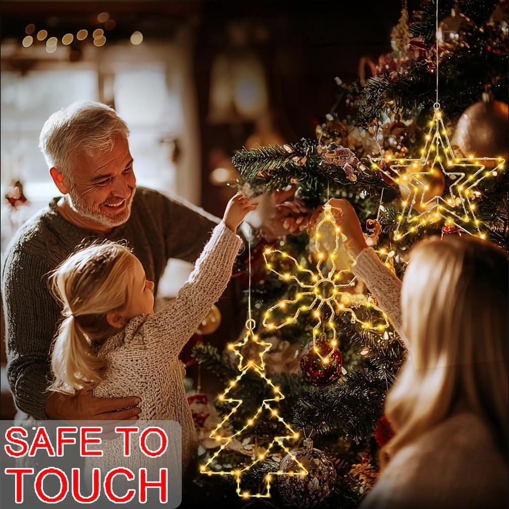 Christmas Decoration Window Pack of 3 Christmas Lights Window with Battery and Timer image number 1