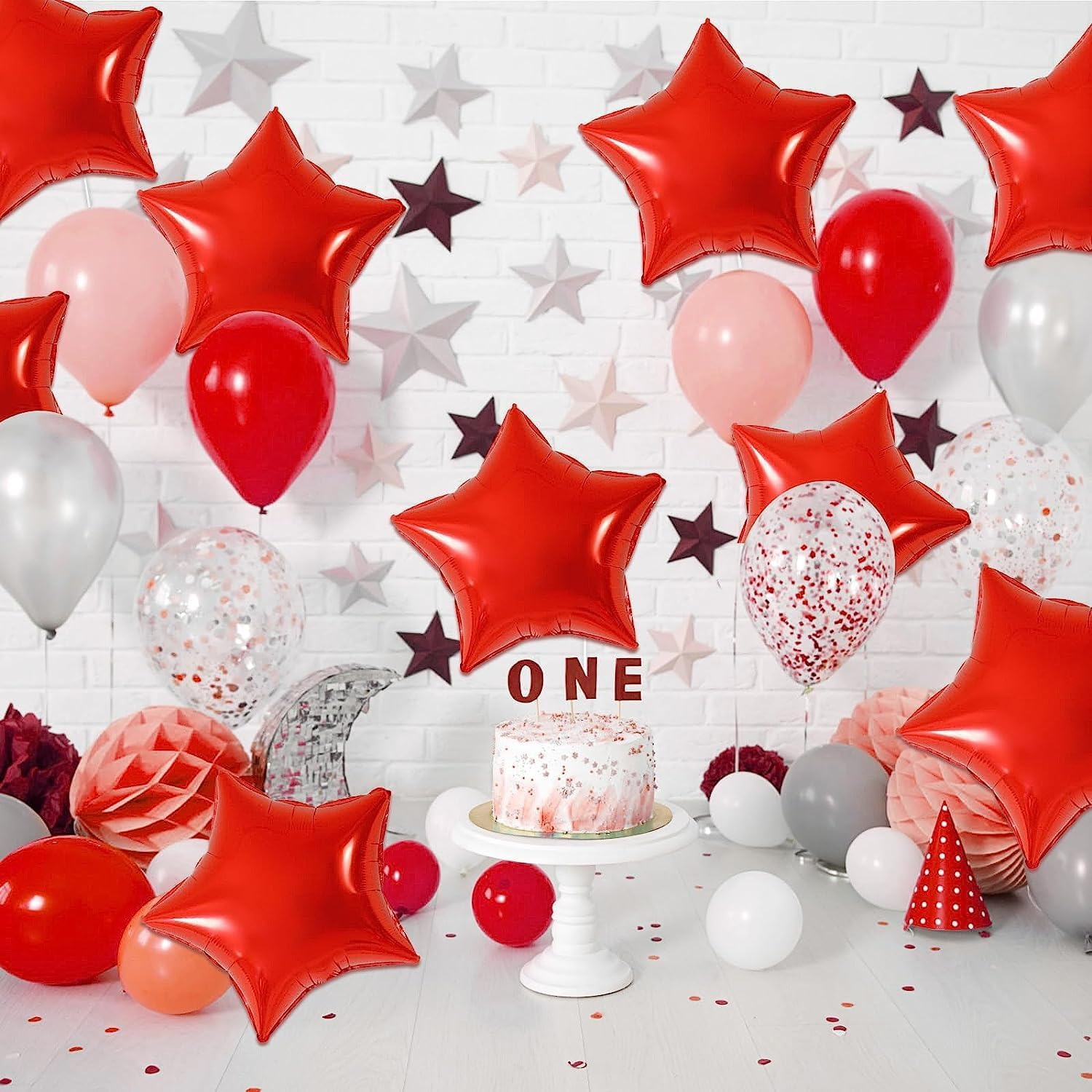 18" Star Balloons Foil Balloons Mylar 10Pcs Balloons for Baby Shower, Gender Reveal, Wedding, Magical Prom or Engagement Party Decoration (Red) - Blue image number 6