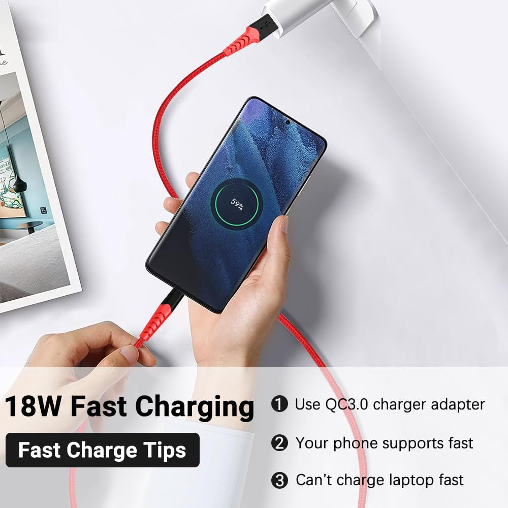 AHGEIIY Micro USB Cable 2M 3Pack, Micro USB Charger Cable Nylon Braided USB to Micro USB Cable Android Charger for Galaxy S7 S6, Note LG Nexus Nokia Kindle image number 2