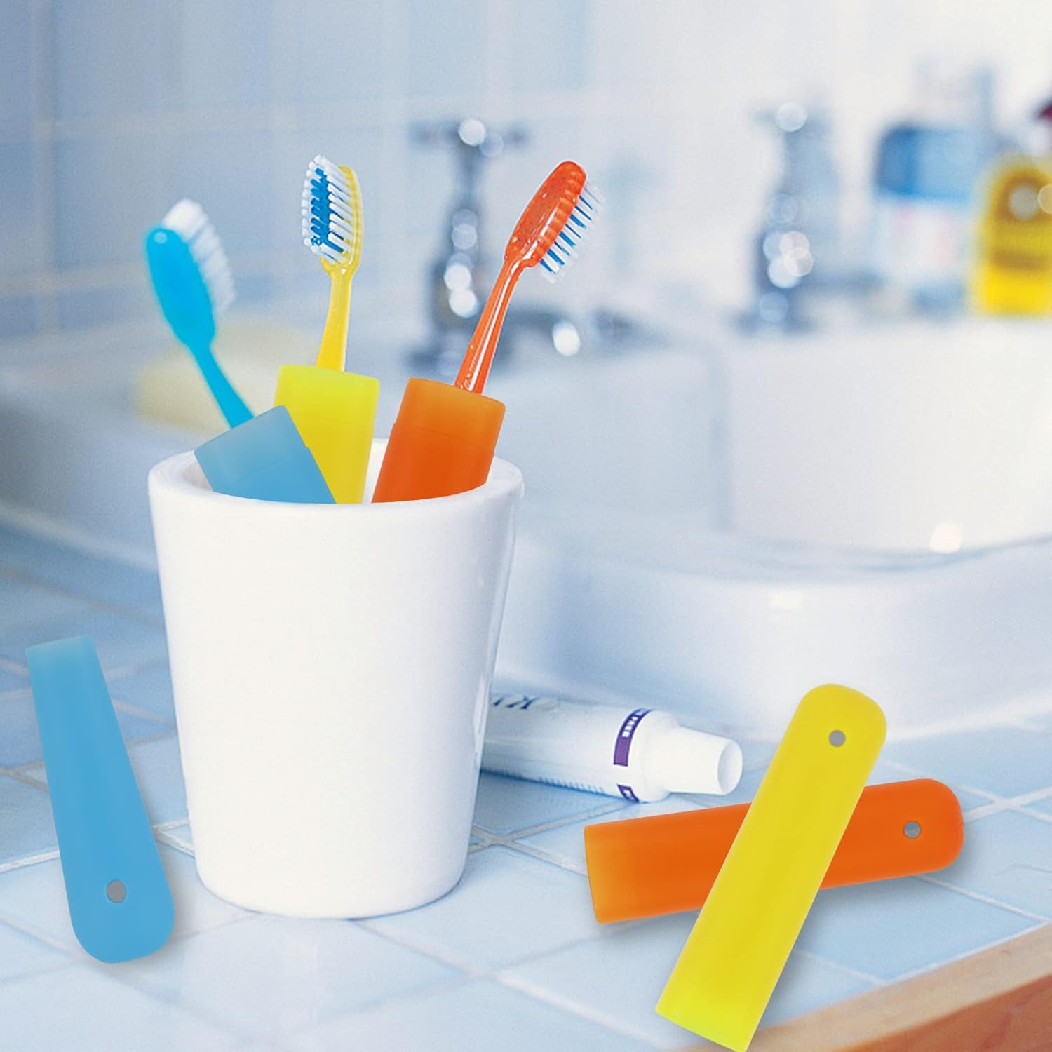 6 Pcs Travel Toothbrush Case Holder, Breathable Portable Toothbrush Container, Multiple Color Clear Toothbrush Holder for Home Trip Camping image number 2