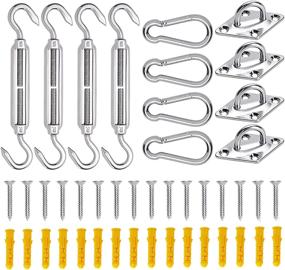 44Pcs Shade Sail Hardware Kit for Triangle Rectangle Sun Shade Sail Installation, 304 Grade Stainless for Garden Outdoors image number 3