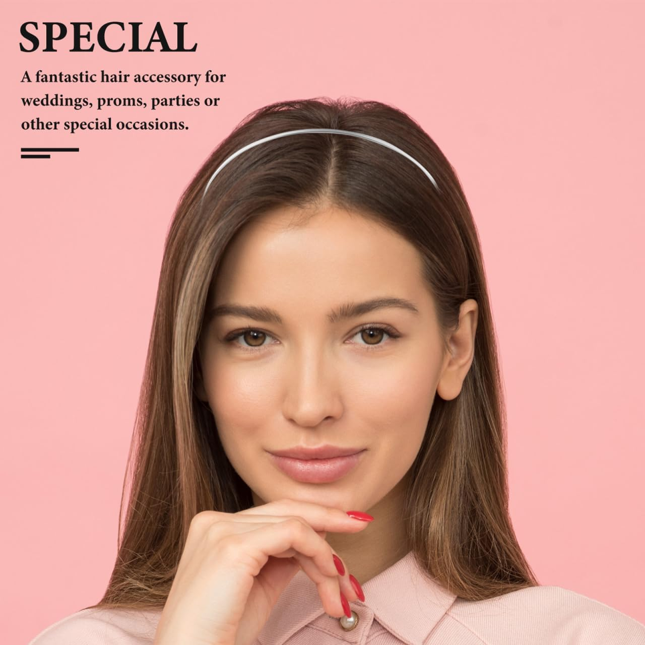 Partykindom 10 Pieces Hair Band for Girls Headband for Special Occasions Decorate Hair with Flowers or Jewellery Silver