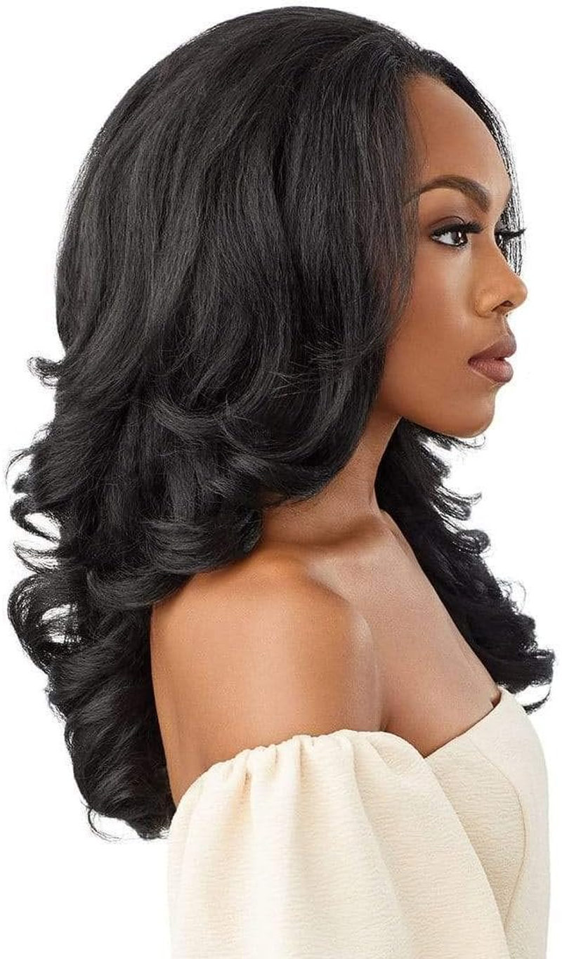 Outre Quick Weave Self Styled in 60 Seconds Neesha Soft & Natural New Half Wig Cap Laysflat Requires Less Leave Out NEESHA H301 (1) - 1 Jet Black image number 1