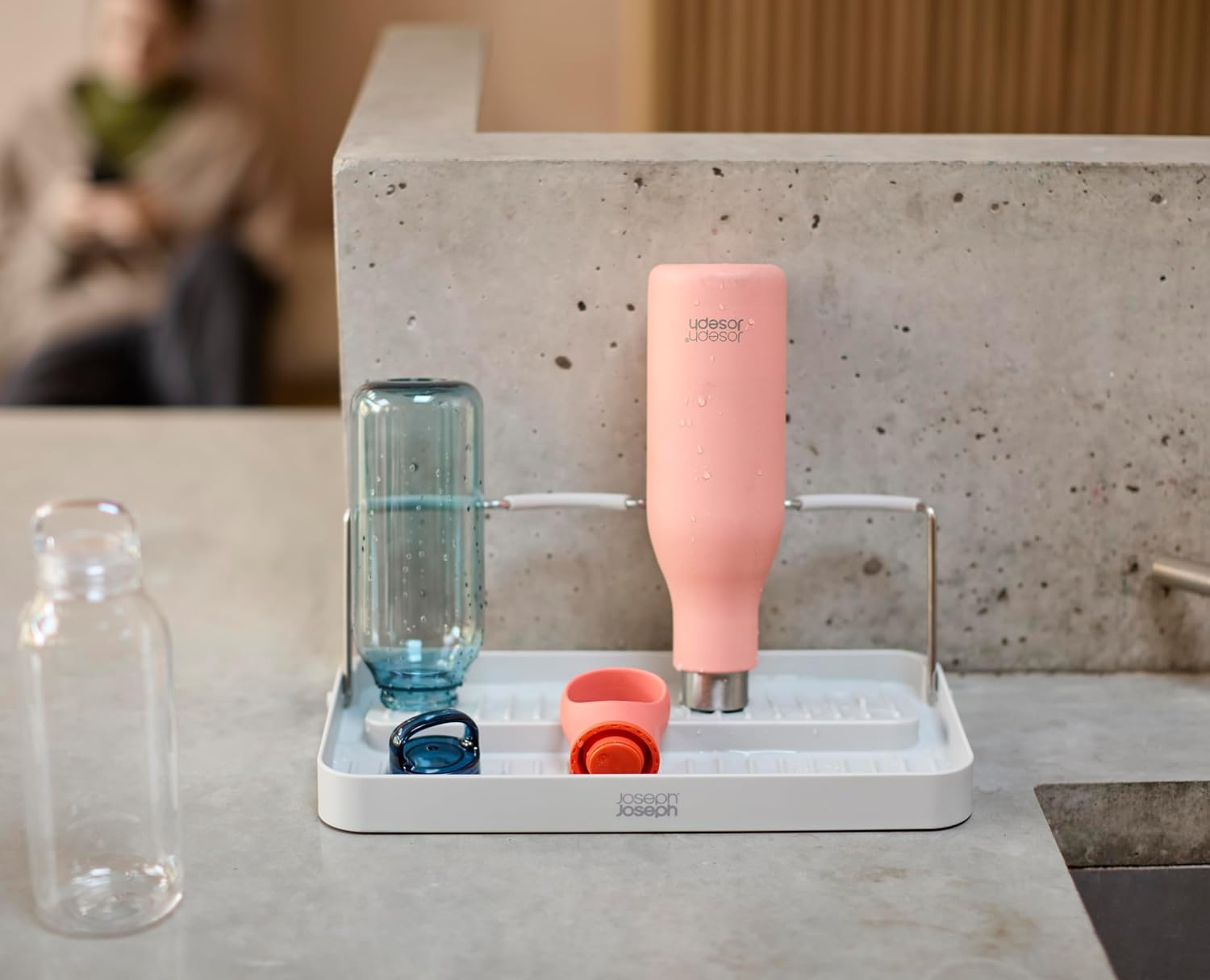 Joseph Joseph Drysmart Folding Water Bottle Drying Rack, Space Saving Draining Board Organiser, Recycled Plastic image number 4