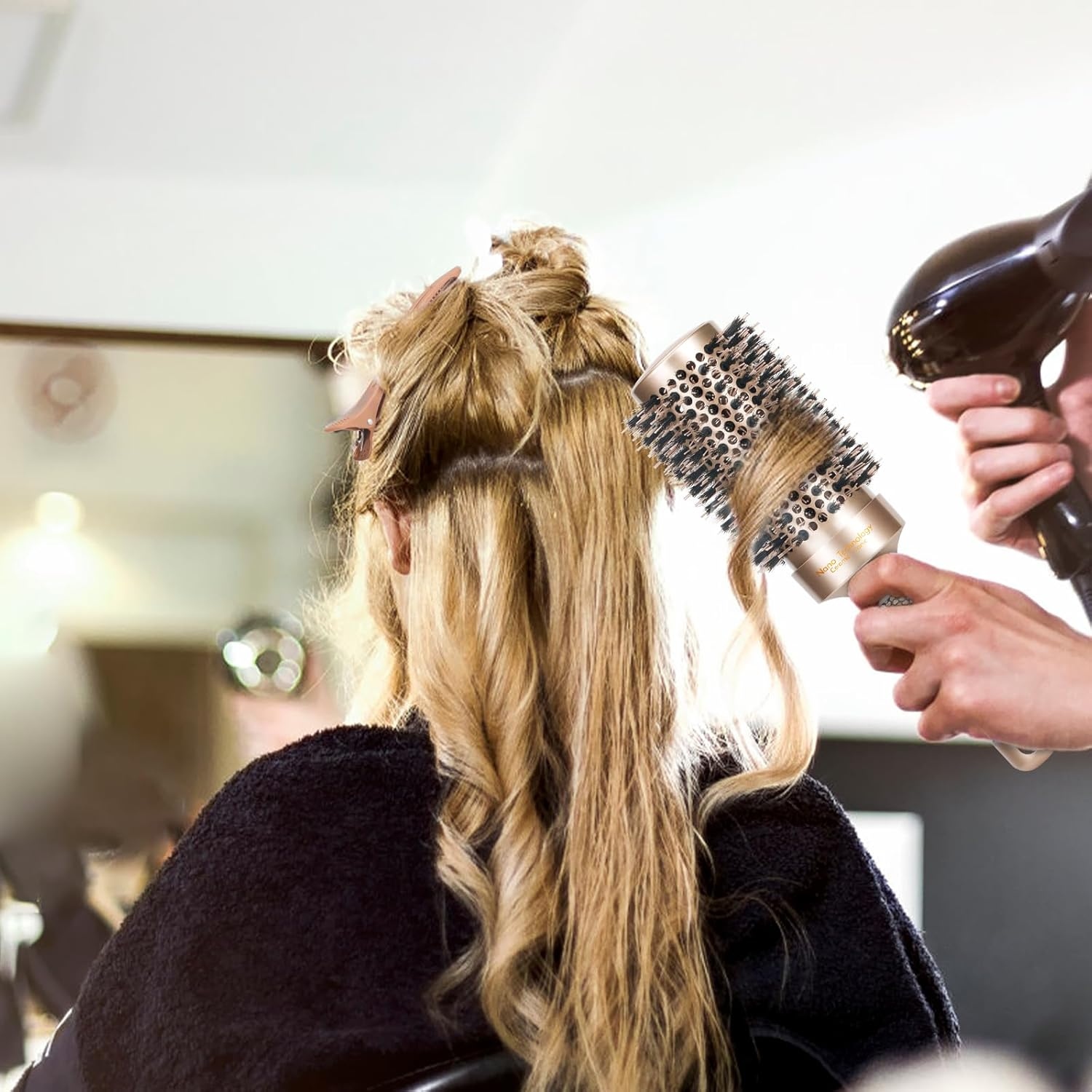 Sndyi Hair Clips, Hairdressing Supplies, Pack of 12 Hair Clips for Styling and Cutting, Section Clips, Hairdresser, Non-Slip Hair Clips with Silicone Band, Hair Clips for Thick and Thin Hair, Neutral