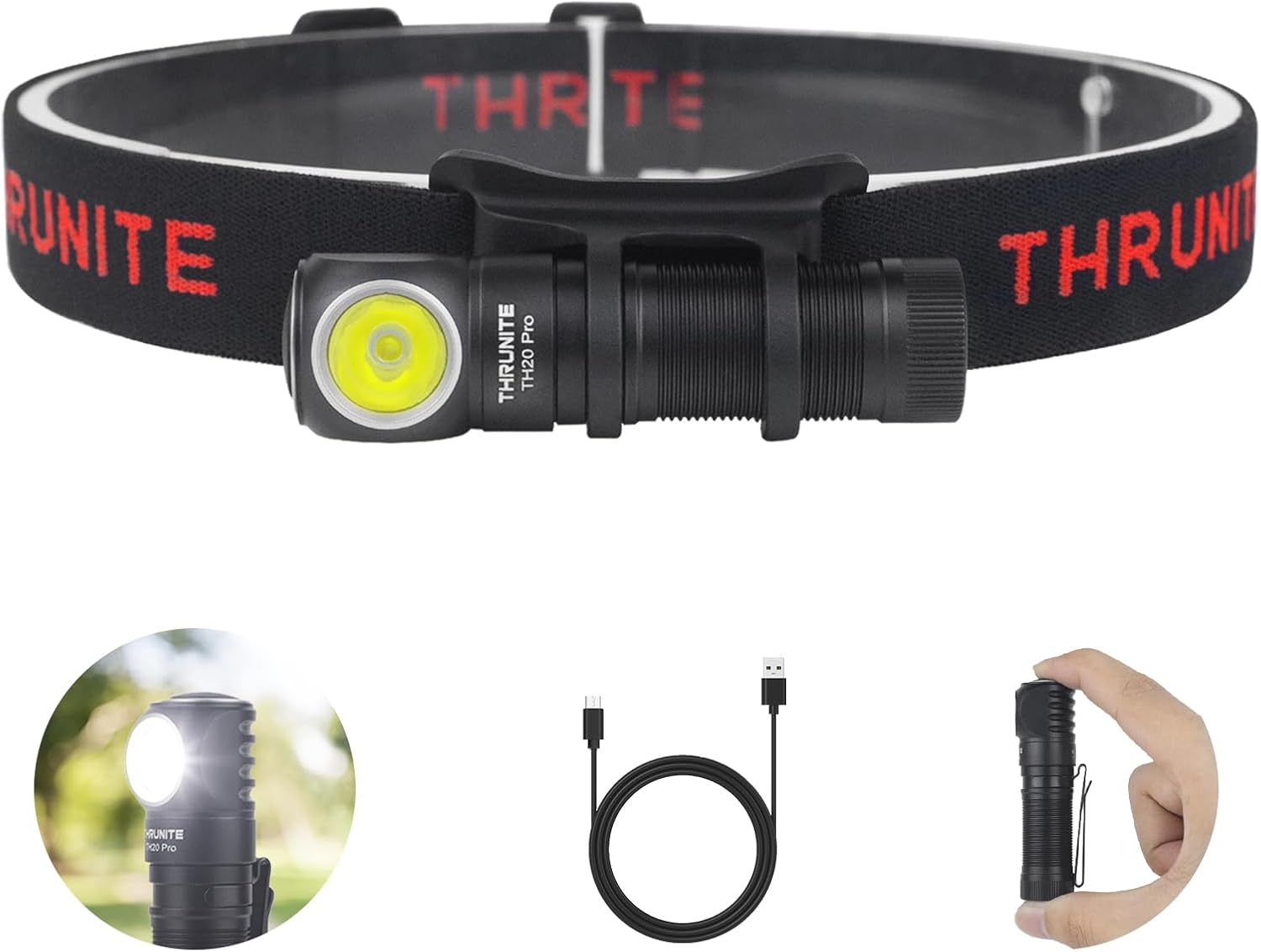 Thrunite TH20 Pro Rechargeable Headlamp - Aluminum & LED Flashlight - 1010 Lumen Super Bright & 18 Days Working - Waterproof & 6 Modes - Emergency Light for Camping & Outdoor Adventures - Cool White image number 3