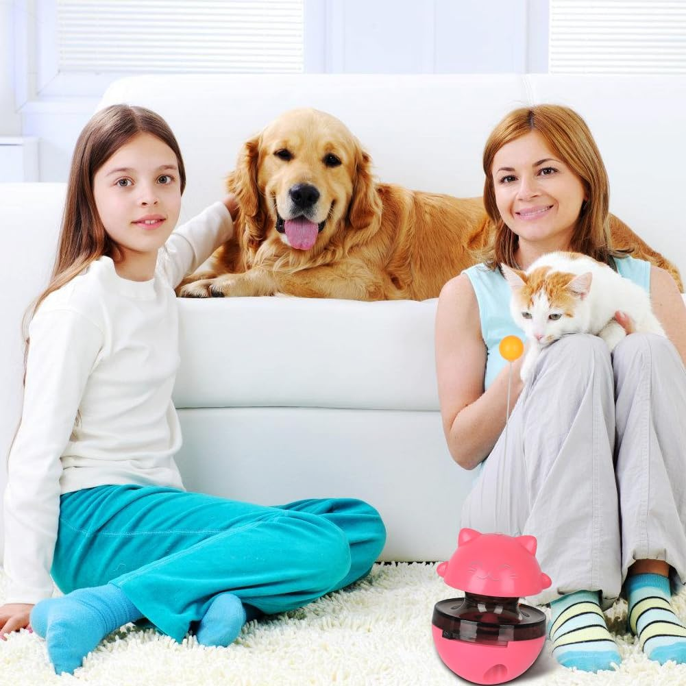 RANJIMA Interactive Cat Toy, Cat Toy for House Cats, 3 in 1 Feather Toy, Cat Feeder Toy, Feeder, Cat Toy with Toy Feeder (Pink) image number 6