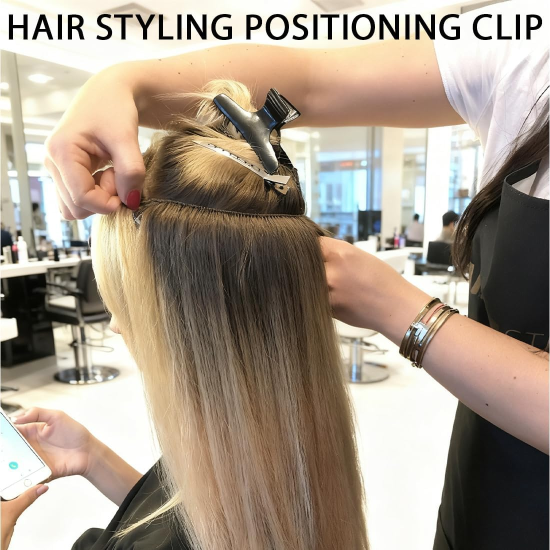 KIRZAX Pack of 12 Butterfly Hairdressing Clips Salon Hair Claw, Hair Clips, Plastic, Hair Section Gripper Clips, Hairdressing Tool, Hair Clips for Hairdressers, Black, 8 Cm image number 3