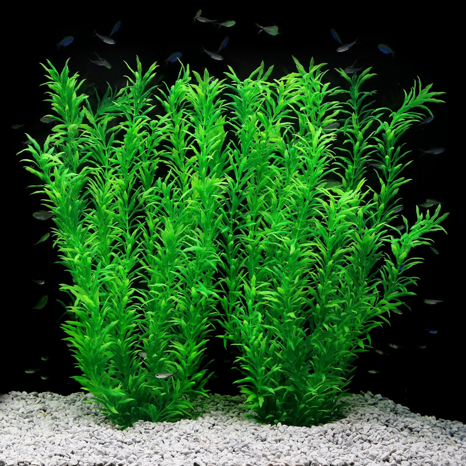 JIHAQUA Aquarium Decor Plastic Plants Extra Large 21 Inches Artificial Fish Tank Plants Tall Fish Tank Decorations (Green 2Pcs)