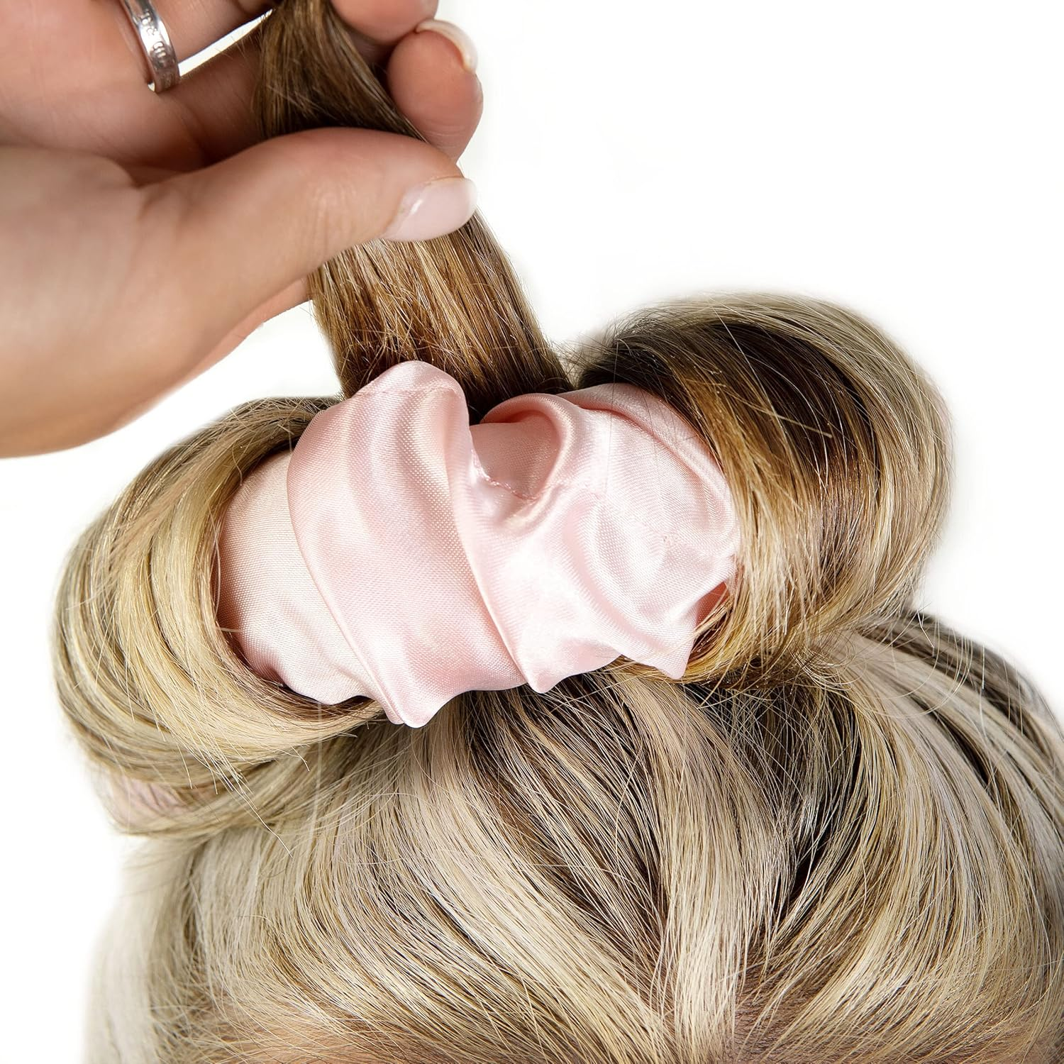 Brushworks Heatless Curling Hair Scrunchie (Pink) - Satin Sleep Curler for Damage-Free Curls & Waves, Overnight Styling, Frizz-Free, Easy to Use, No Heat Damage, Vegan Friendly image number 6