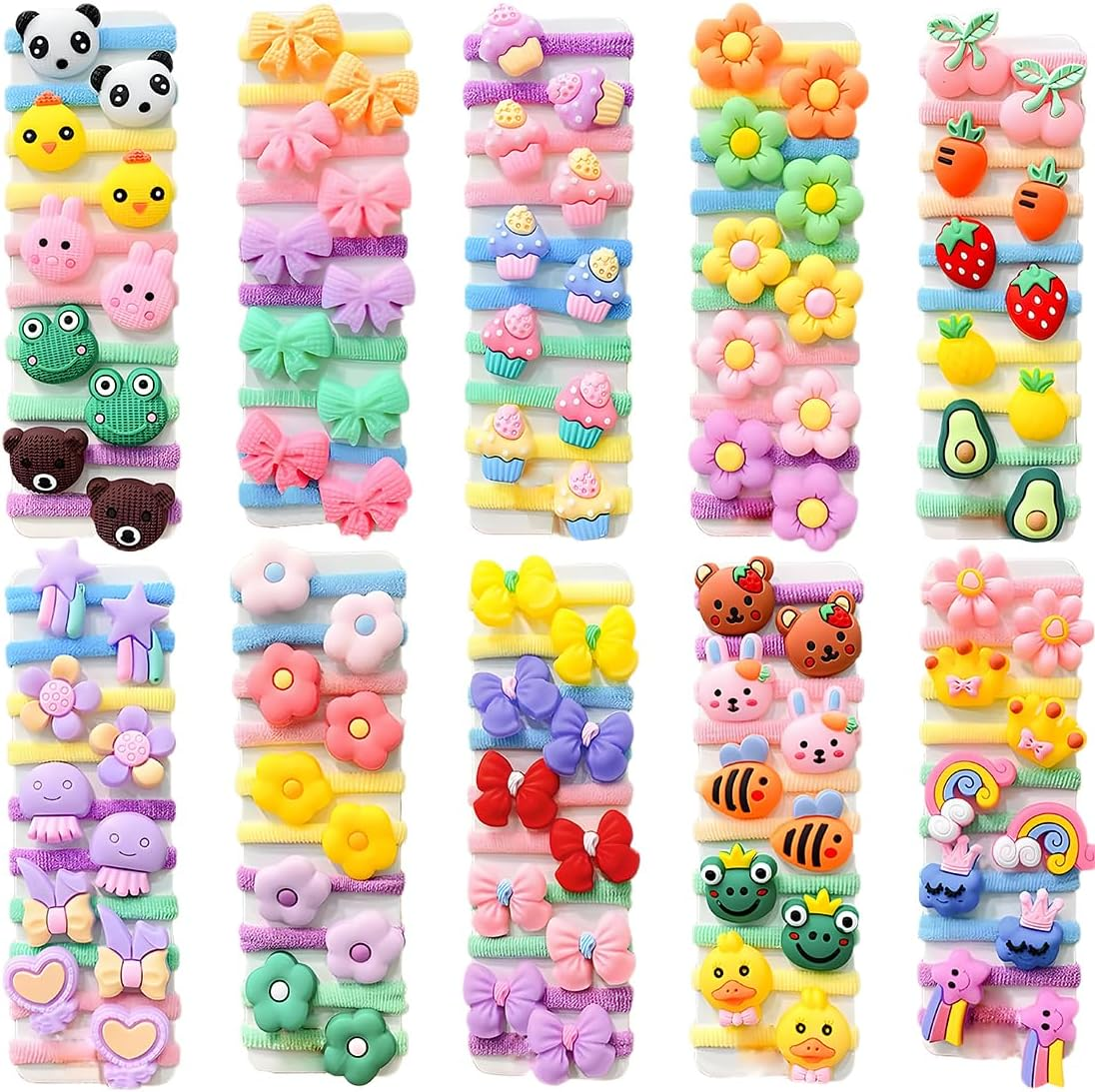 CATOR 100 Pieces Hair Bobbles Stretchy Cartoon Elastic Cute Hair Bands for Girls Small Hair Bands Ropes Ponytail Holder for Thin Hair Suitable for Baby Girls