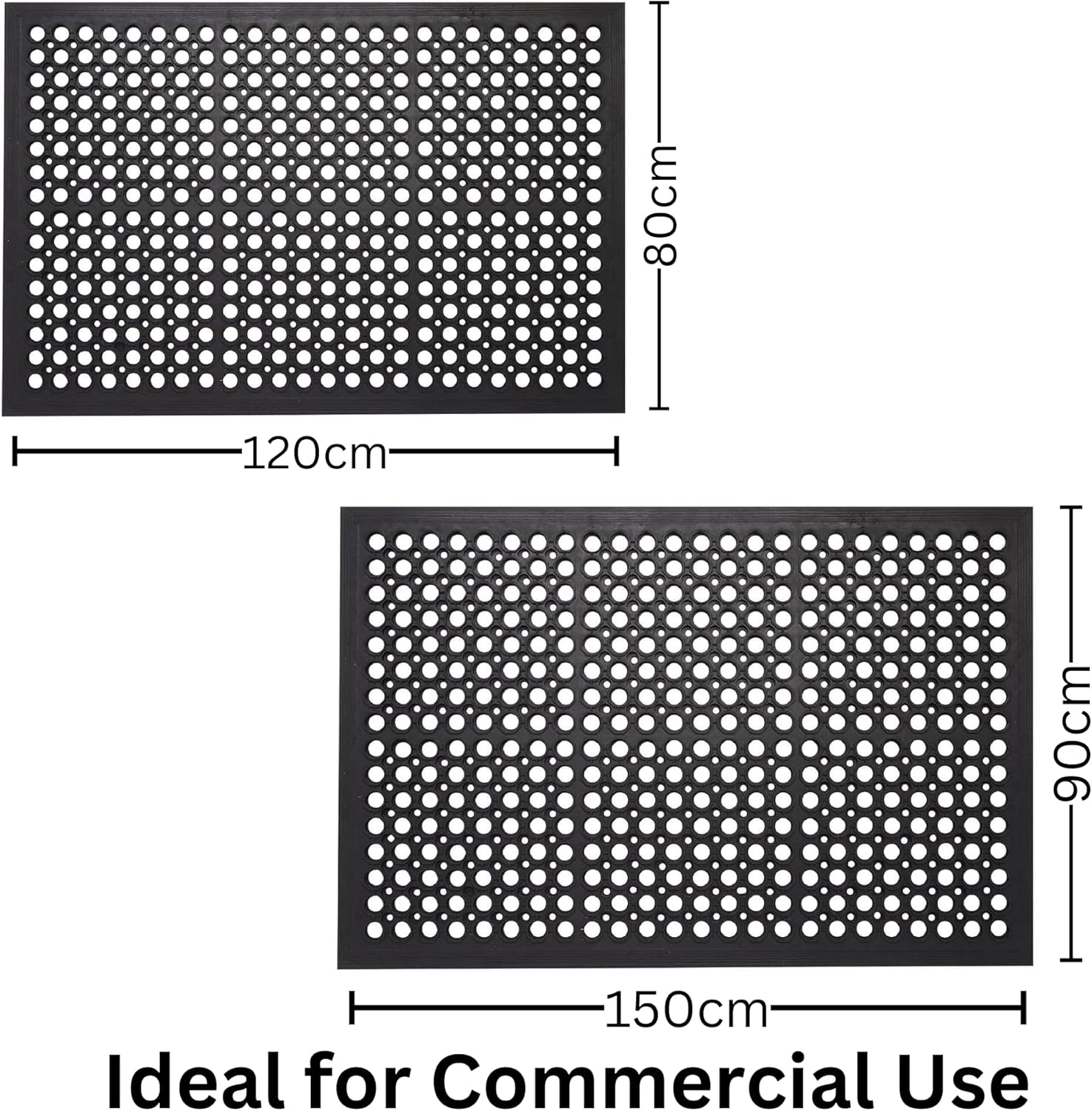 Rubber Doormat Nonslip Drainage Floor Mat Restaurant Catering Commercial Use Door Mat (80X120 CM) image number 2