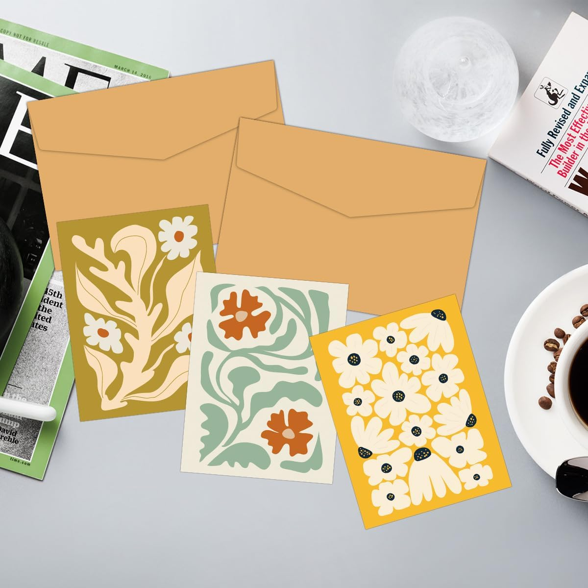 SUPNBDM 12 PCS Birthday Card, Birthday Card Pack, Birthday Cards Bulk, Funny Birthday Card, with Envelopes and Matching Sealing Stickers,For Family, Kids, Friends, Work & Office Celebrations, Flowers, Bohemian Style image number 2