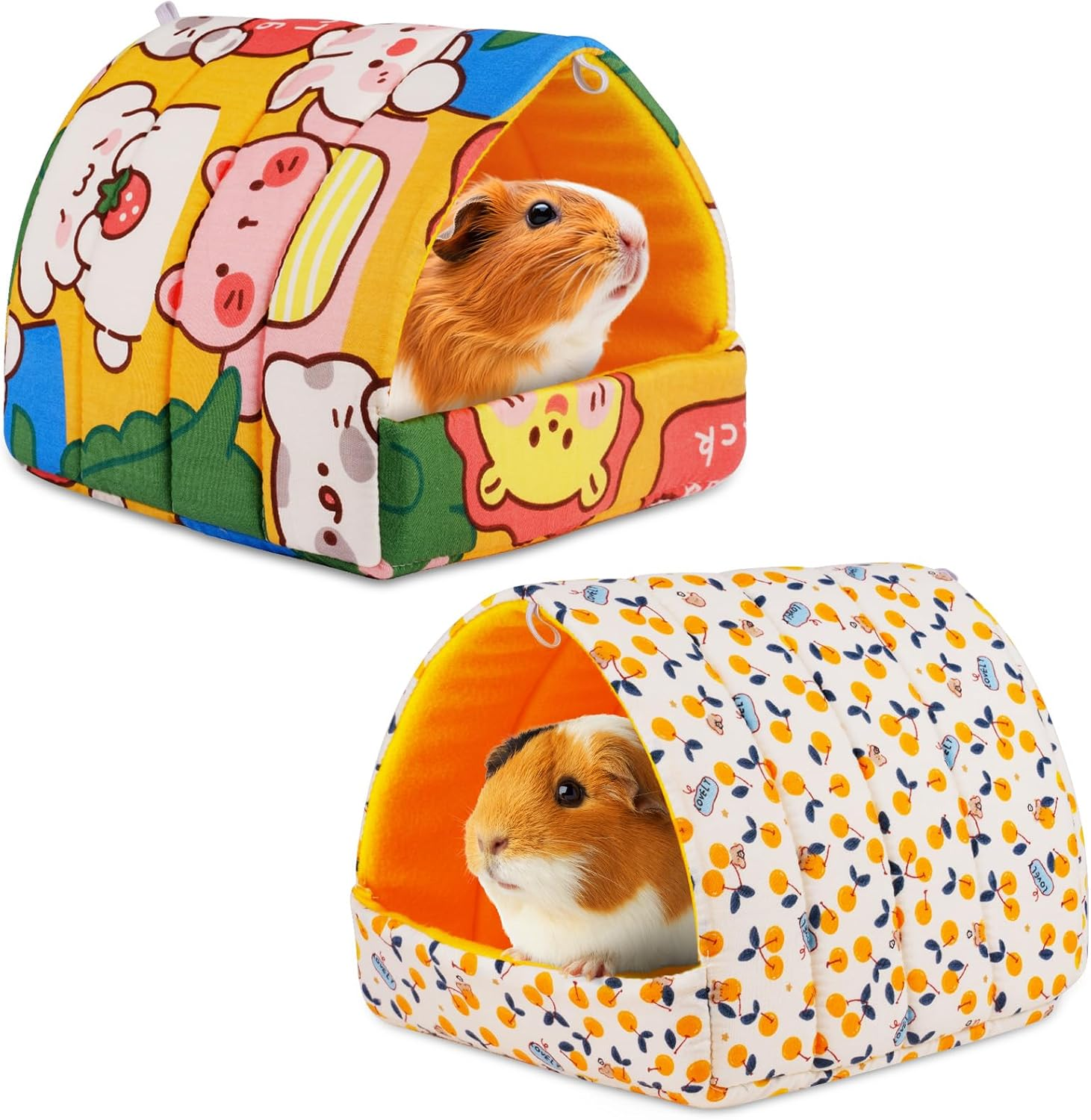 HOTUT Guinea Pig Bed,2Pcs Cave Cozy Hamster Small Animal Beds Hideout,Warm Guinea Pig House,Washable Small Animal House Cage Accessories for Chinchillas,Hamsters,Dwarf Rabbits