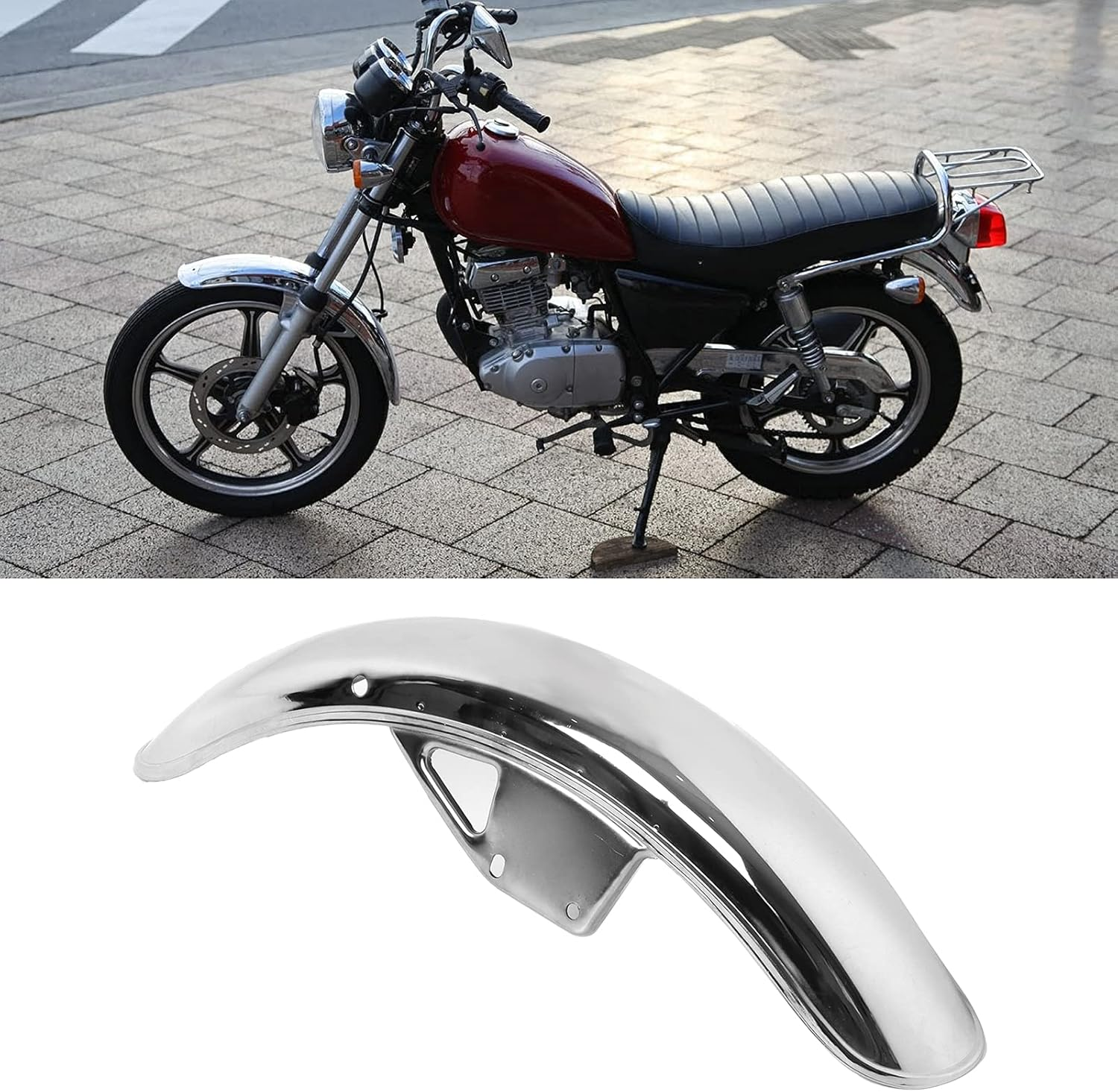 22.05In Motorcycle Front Mudguard Tire Flap Protector for GN125 - & Easy to Install (Electrosilvering) image number 5