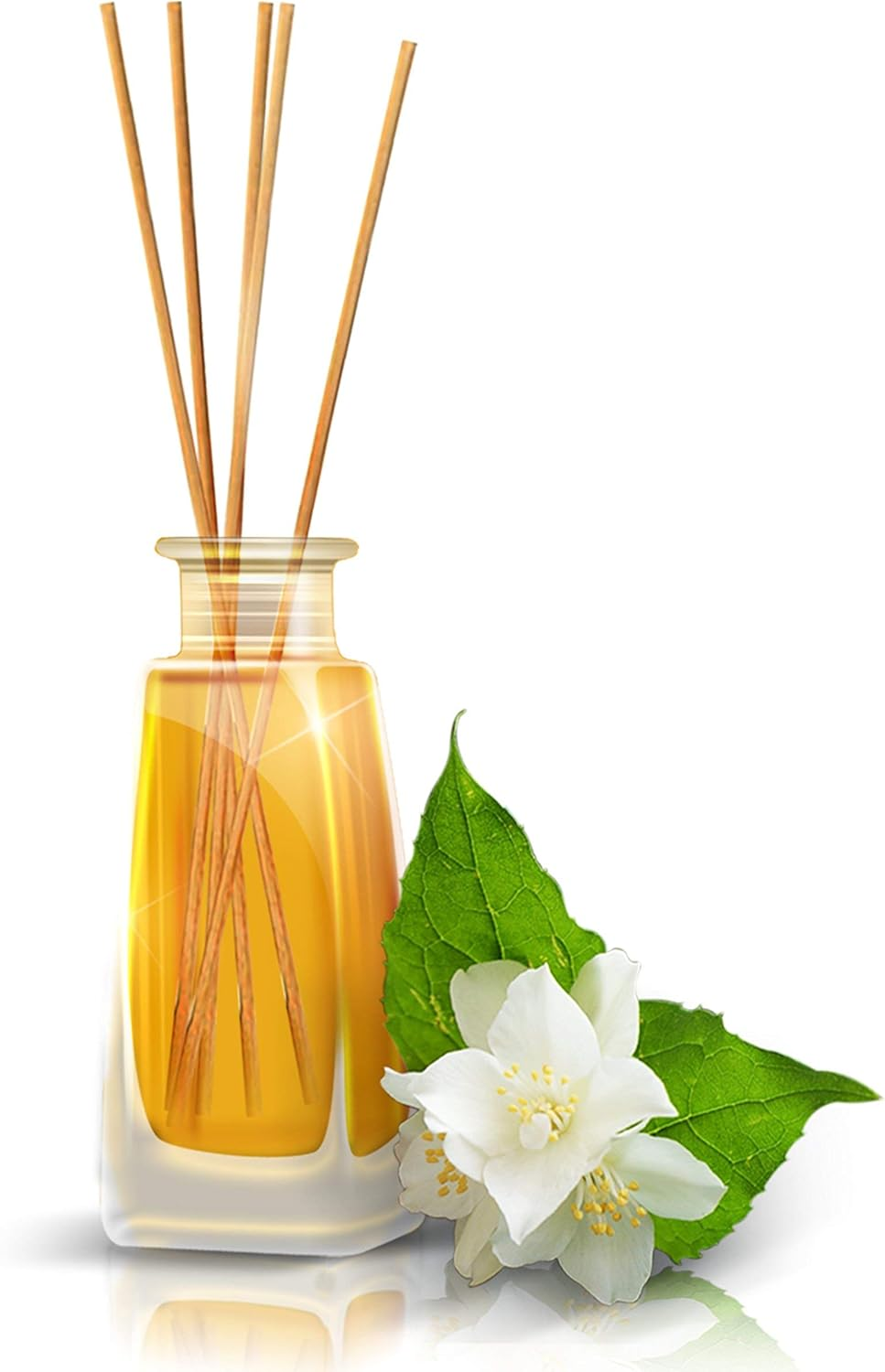 Reed Diffuser Jasmine 3.4Oz (100Ml) - Room Diffuser with Jasmine Essential Oil - Home Fragrance - Aromatherapy Air Freshener - Oil Diffuser - Scented Diffuser - Jasmine Aroma image number 3