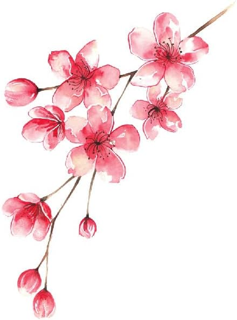 2 Pcs Japanese Cherry Blossom Temporary Tattoo Waterproof Clavicle Antique Flower Plum Blossom Peach Blossom Beautiful Small Fresh Simulation Tattoo