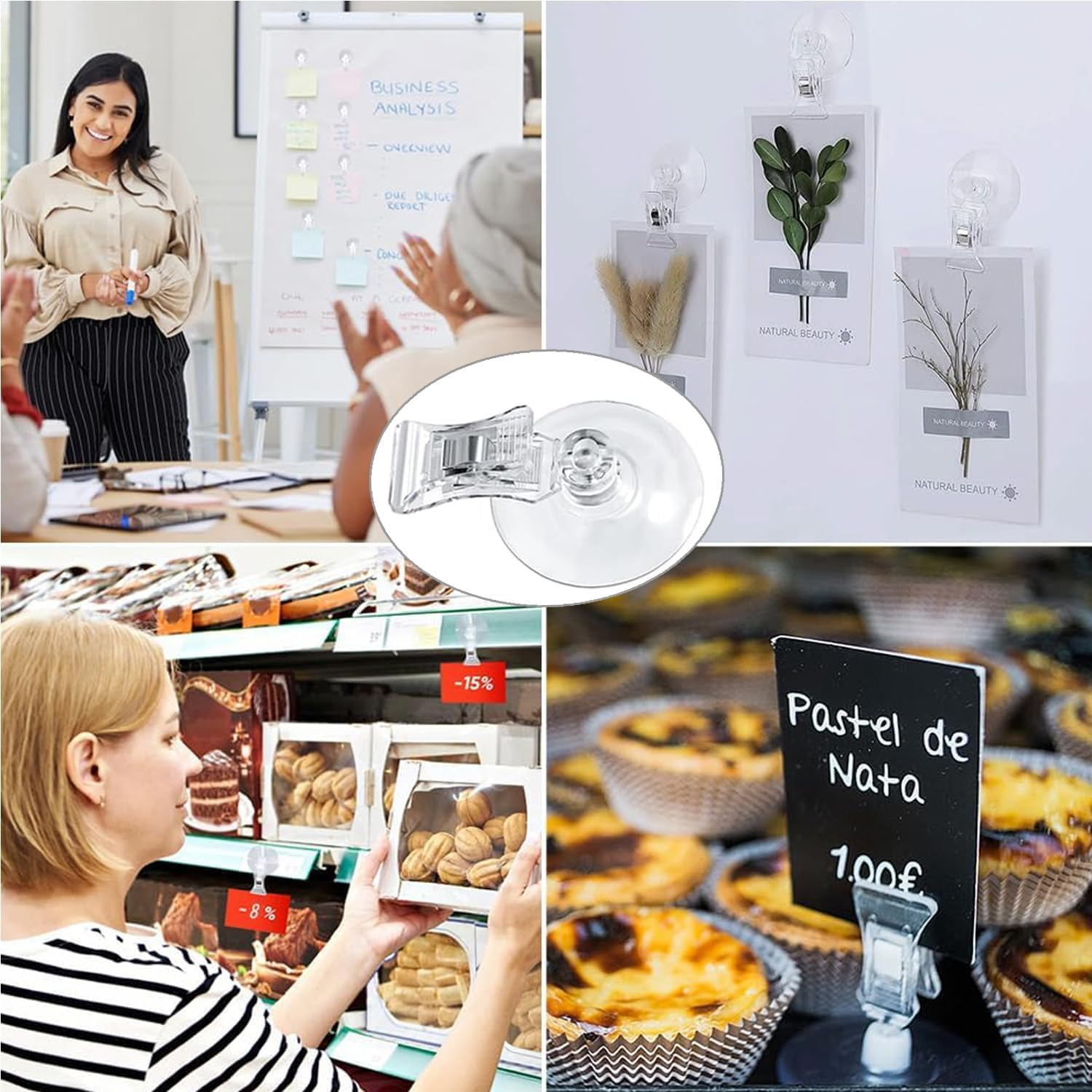 10 Pcs Aquarium Suction Cup Clips, Seaweed Clips, Aquarium Plant Cup Clips, round PVC Suction Cup Clips for Windows, Glass, Wall, Aquarium