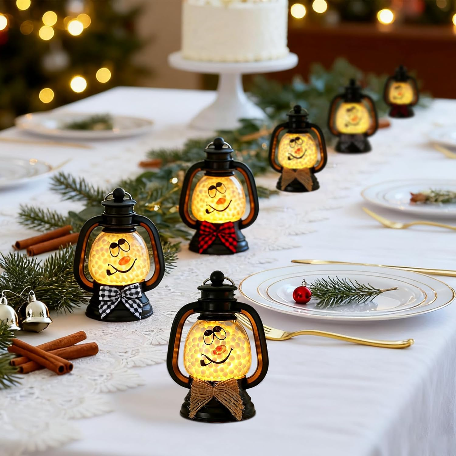 Pack of 6 Lanterns Christmas Mini Christmas Decoration Lantern Flameless Christmas Candles LED Christmas Lantern Christmas Decoration Lantern for Indoor Outdoor Decoration image number 5