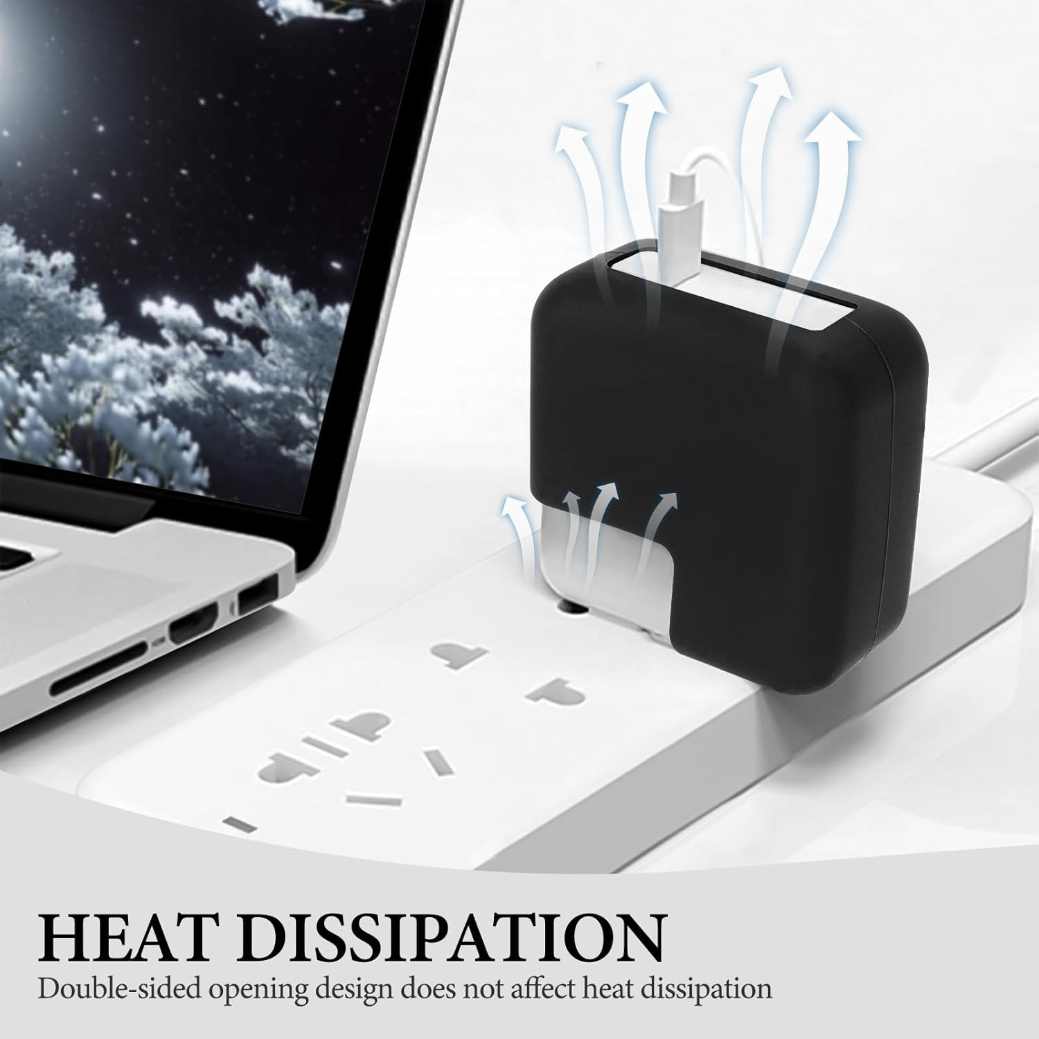 Geekria VR Charger Cover Compatible with Apple Vision Pro, Soft Silicone Protector Shell, Power Adapter Protective Sleeve, Shockproof & Anti-Scratch Battery Storage Accessories (Black)