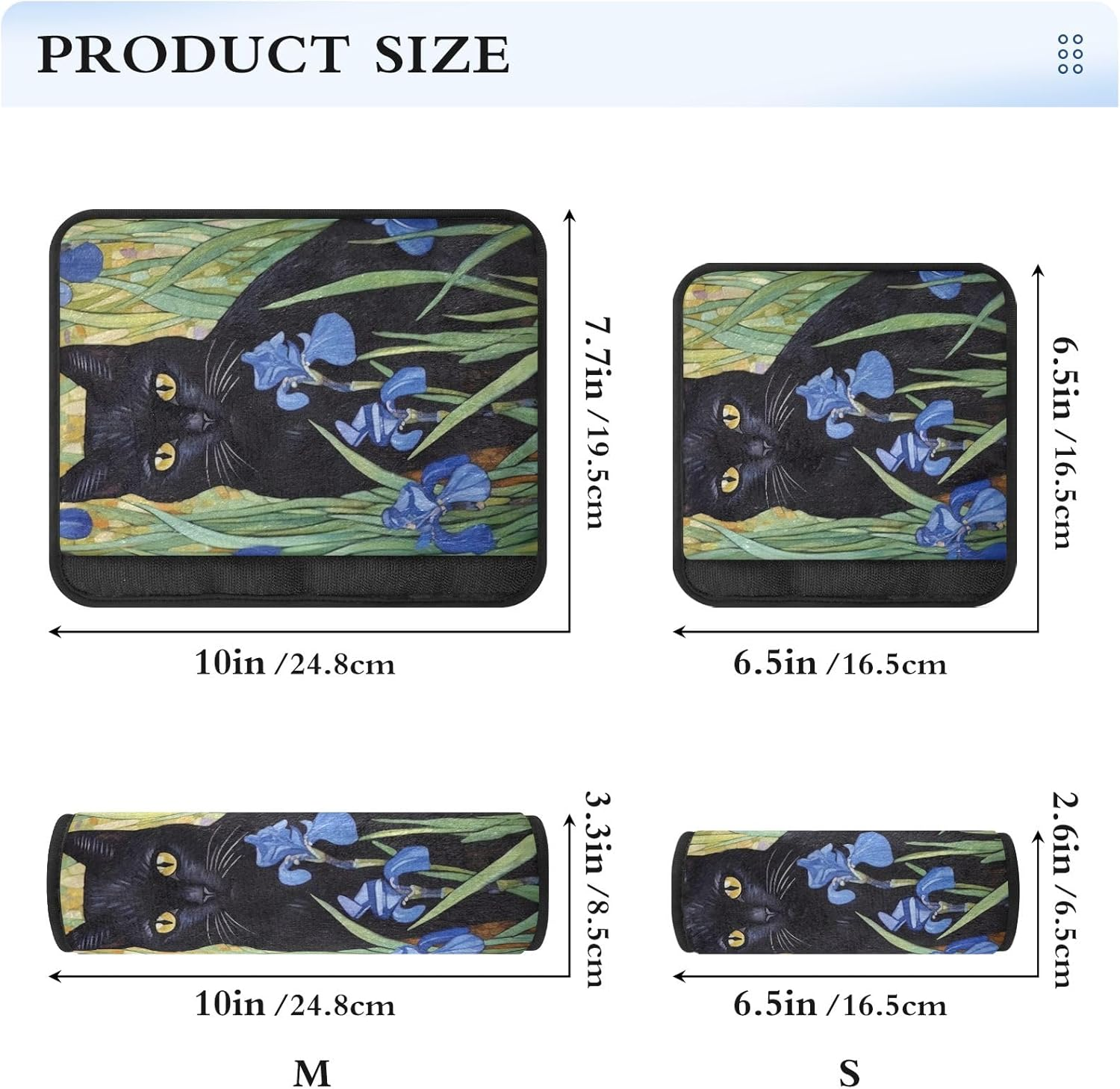 GAIREG Cat in Blue Flowers Bus Seat Belt Cover Seat Belt Shoulder Pad image number 2