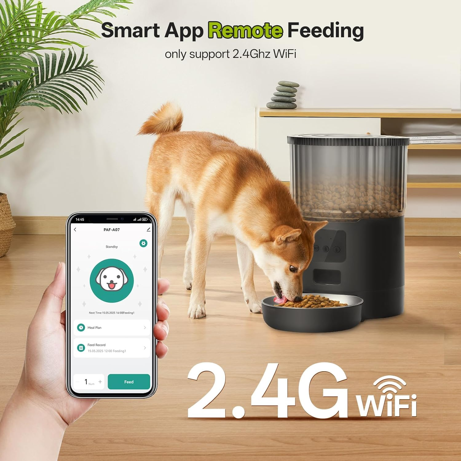 Mukkela Wifi Automatic Cat Feeder, 4L Timed Cat Dry Food Dispenser with 10S Voice Recorder, APP Control, Auto Pet Feeder up to 10 Meals per Day for Cats, Dogs, Dual Power Supply (Black) image number 2