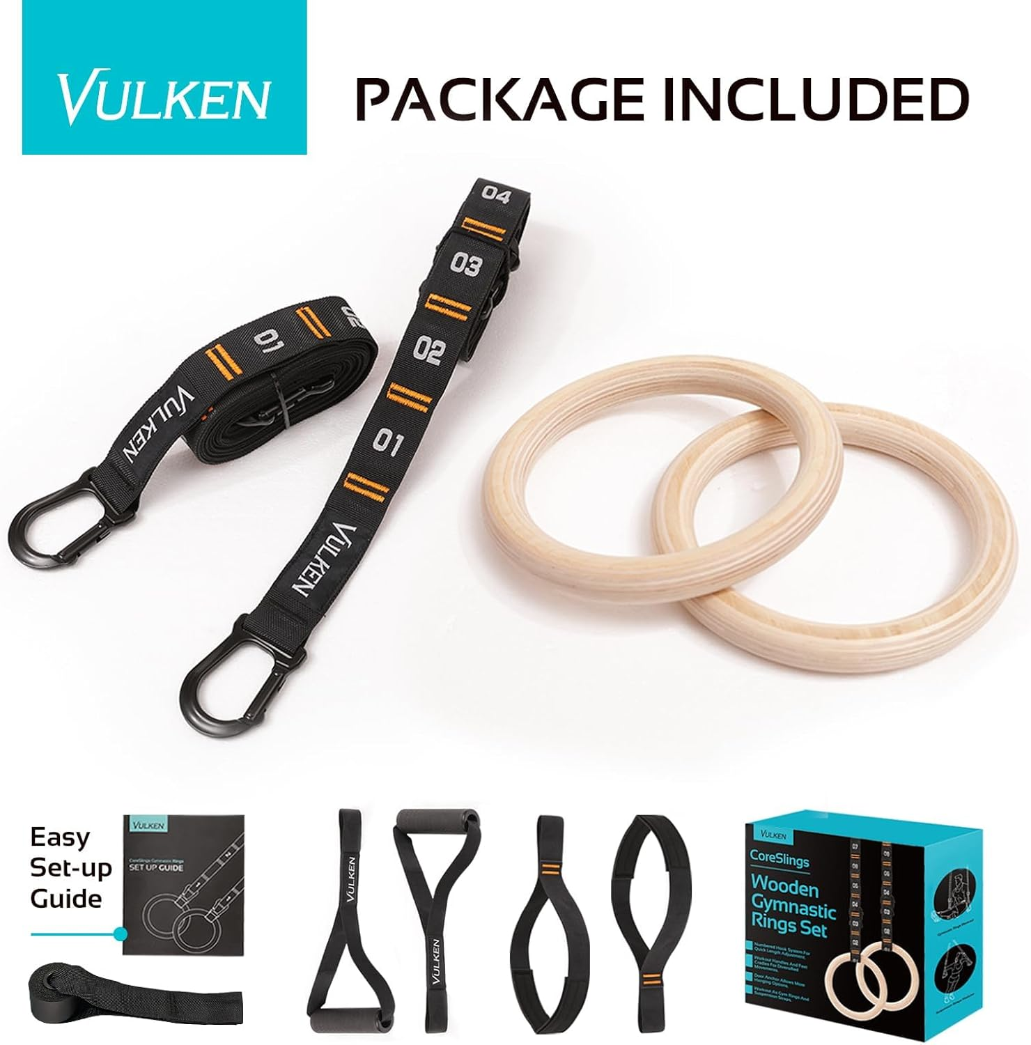 Wooden Gymnastics Rings with Adjustable Numbered Straps. Olympic Rings for Core Workouts, Weight Training. Home Indoor Gymnastics Hoop Set, Exercise Rings 1600 Lbs with Workout Handles image number 6