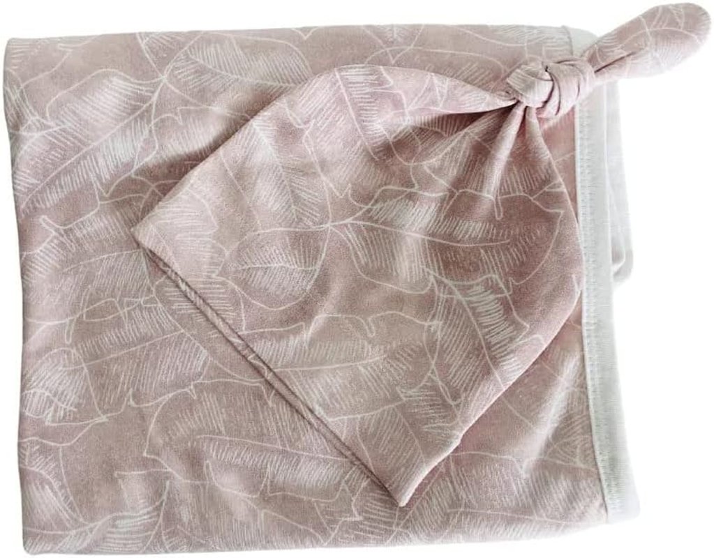 Anchor & Arrow Pink Palm Jersey Cotton Swaddle and Beanie Set, 2 Count