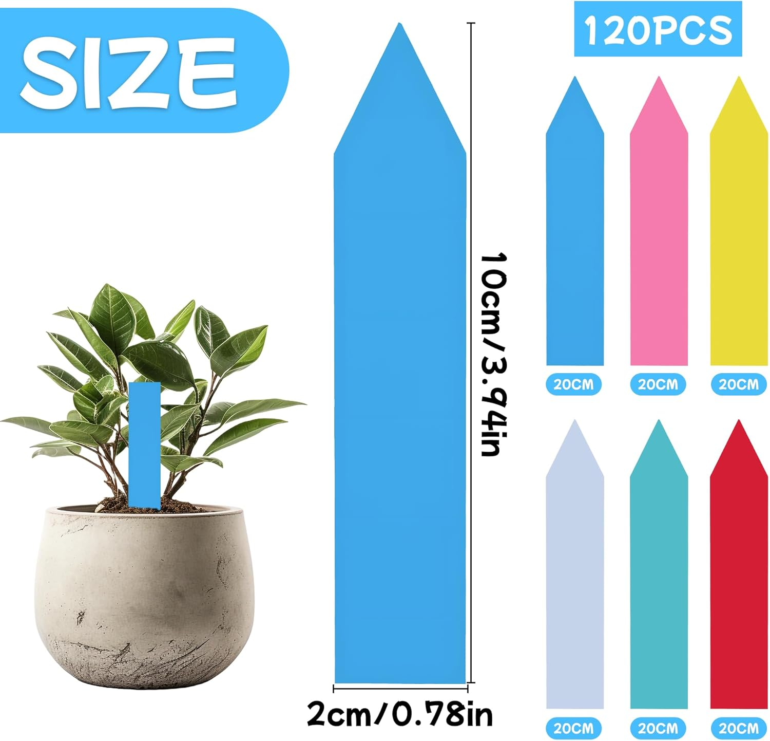 120Pcs 4 Inch Plant Labels, Durable PVC Weatherproof & Fade-Resistant Garden Markers for Outdoor Use, 6-Color Plant Tags for Vegetable Gardening, Nursery & Greenhouse for Gardeners & Plant Lovers image number 1