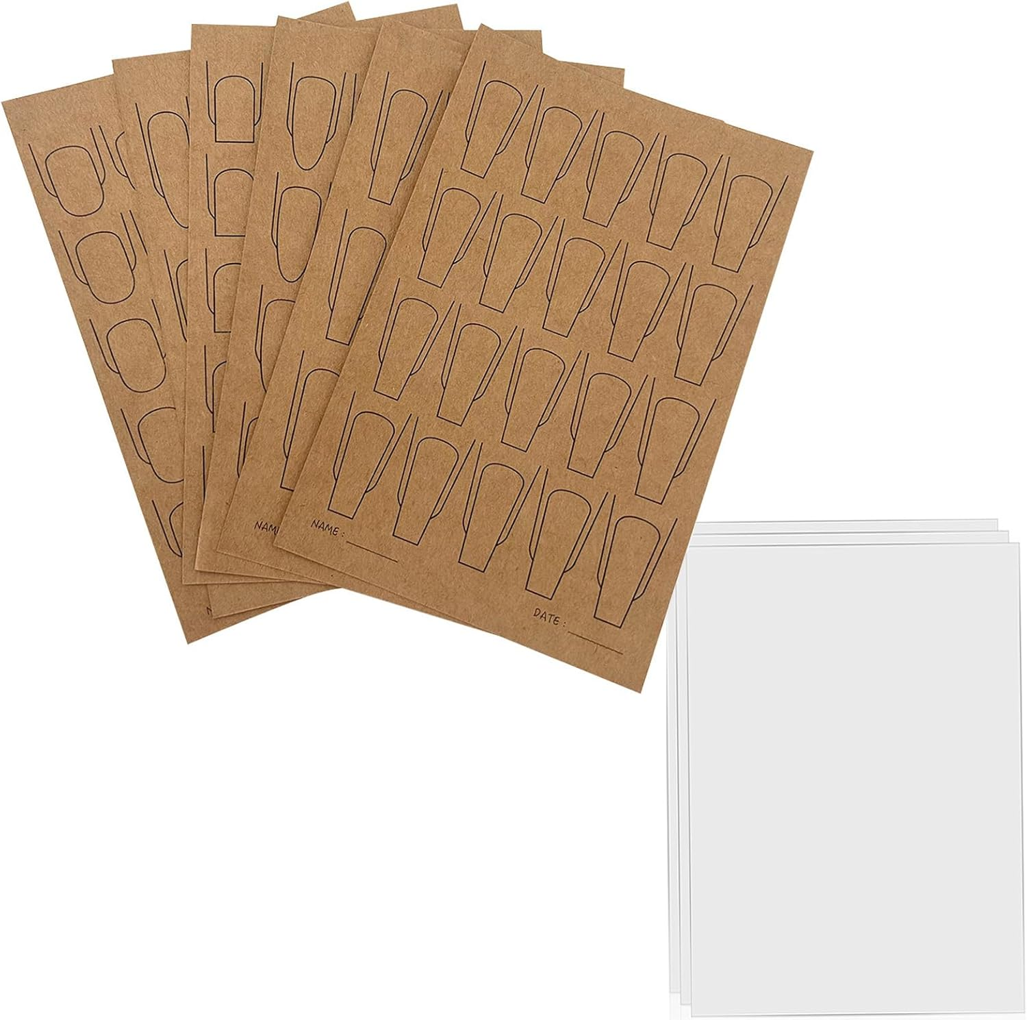 6 Sheets Nail Art Practice Paper Cardboard Set Nail Art Painting Training Nail Cardboard Nail Art Manicure Cardboard Nail Drawing Board with 3 Sheets Clear PVC Board for Beginners Nail Tech Supplies image number 4