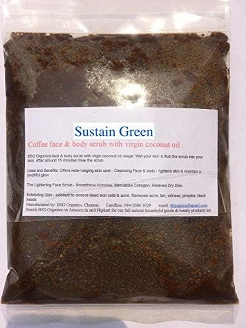 Sustain Green Coffee Face & Body Scrub with Virgin Coconut Oil - 100 Gms (200 Gram)
