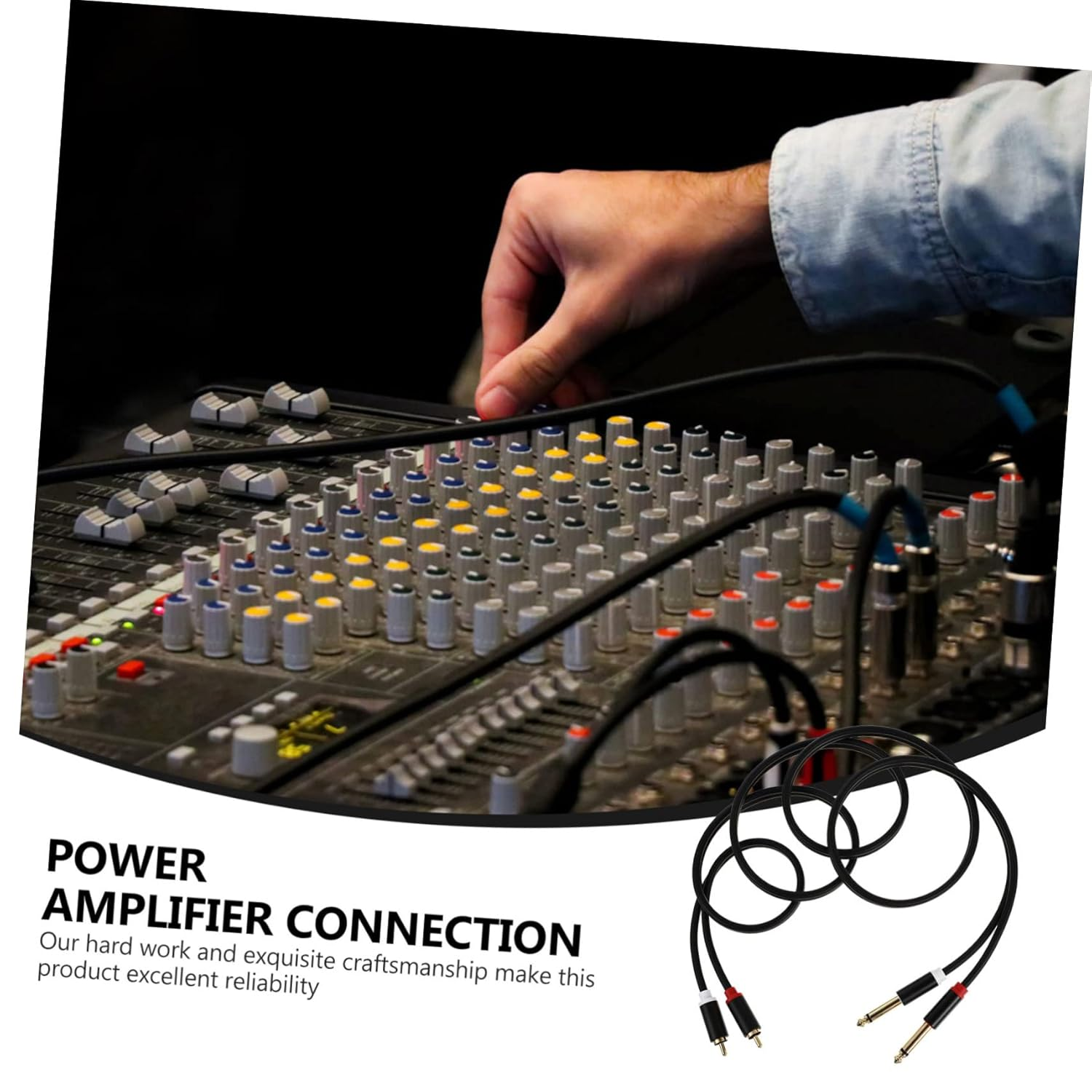 MERRYHAPY 2Pcs Audio Cable Black RCA to Dual Connector for Amplifier Mixer Audio Equipment Wire for Recorder Home Studio Use image number 2