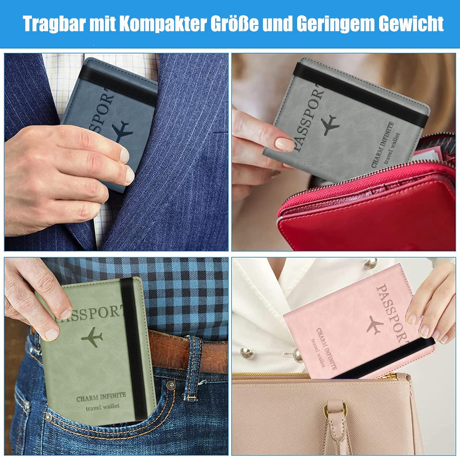 Toctax Passport Case, Passport Holder with RFID Blocker, Passport Holder for Men and Women, Travel Folder for Travel Documents, ID Bag Travel Documents, Credit Card Protective Cover - A-Coffee image number 7