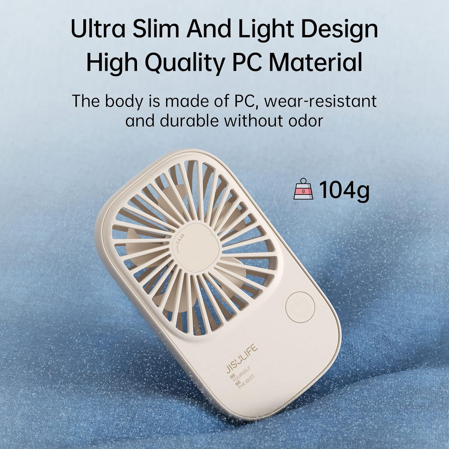 JISULIFE Handheld Mini Fan, Ultra Slim Portable Hand Fan, Small Personal Fan with Bracket, USB Rechargeable Pocket Fan with 3 Speeds, Battery Operated Eyelash Fan for Girls Kids Women Men Travel-Beige