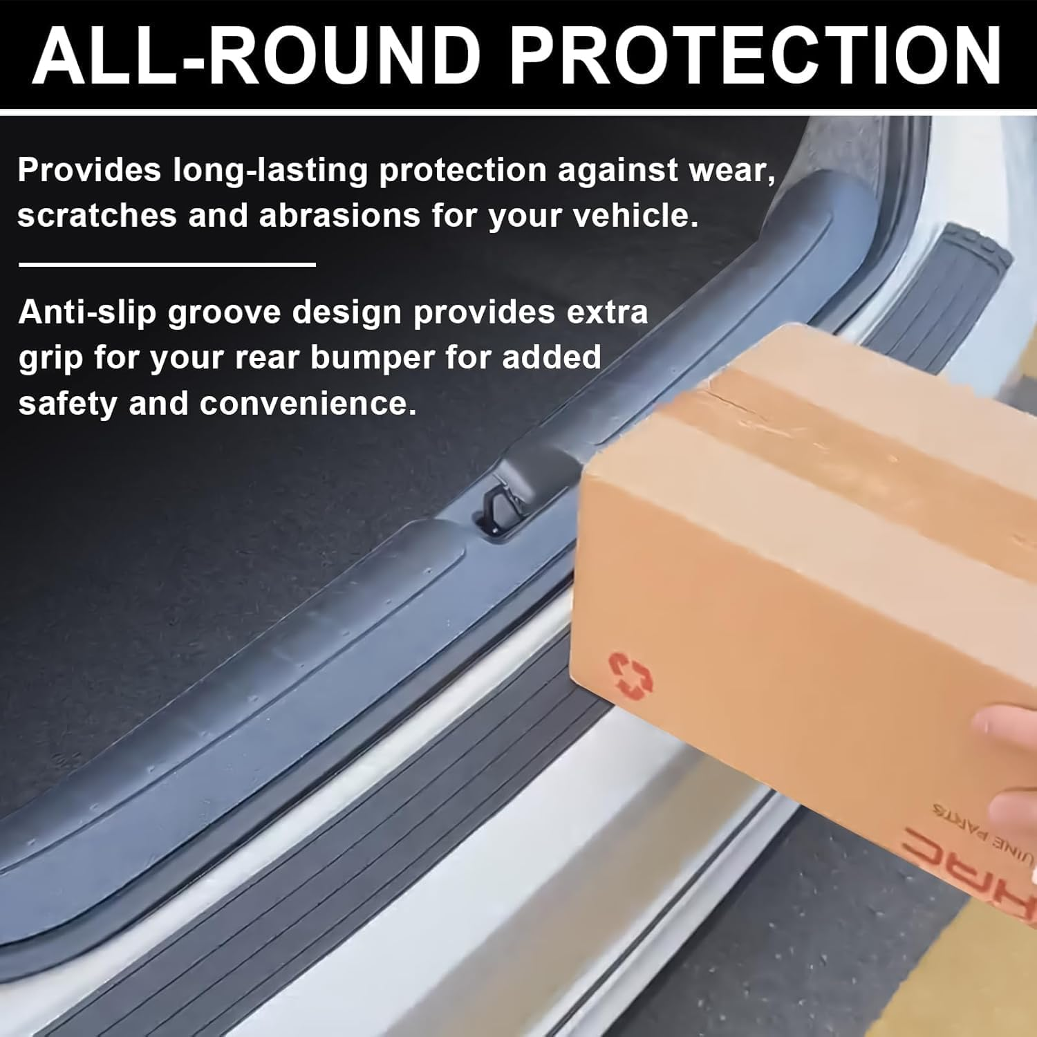 Car Rear Bumper Protector, 41 X 3.4 Inch Trimmable, Anti-Scratch Rubber Rear Bumper Guard, Universal Non-Slip Trunk Exterior Accessories for SUV & Truck, with Wet Wipes