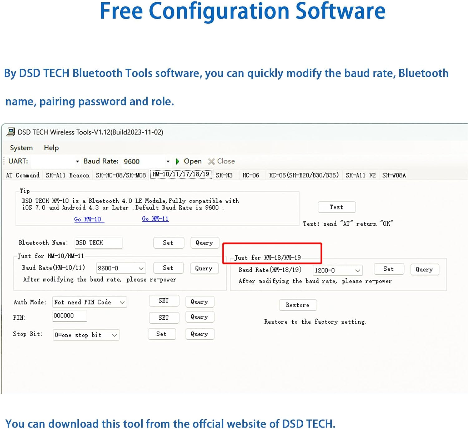 DSD TECH SH-B30-BLE RS232 to Bluetooth 5.0 BLE Adapter Supports Ios Android image number 6