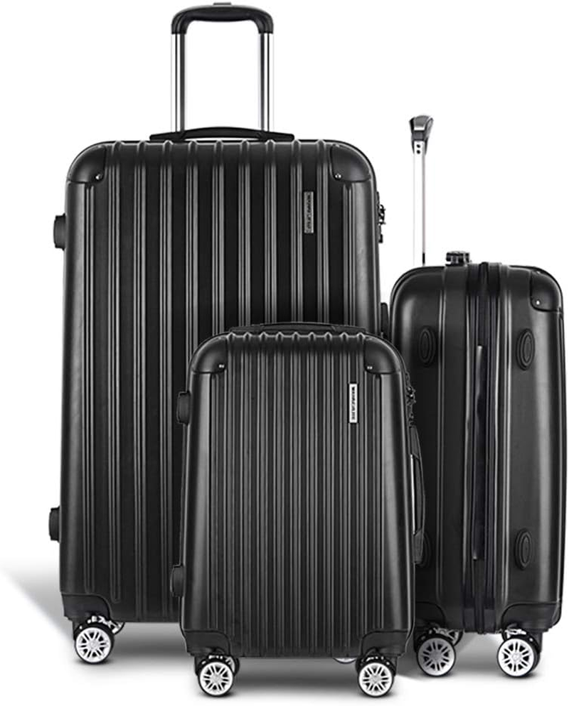 Wanderlite Luggage Set 3Pcs Black Suitcase Hand Luggages Travel ABS Hard Case Hardside Shell, Lightweight Trolley Carry on Bag, TSA Lock 6Pcs Storage Organisers image number 6