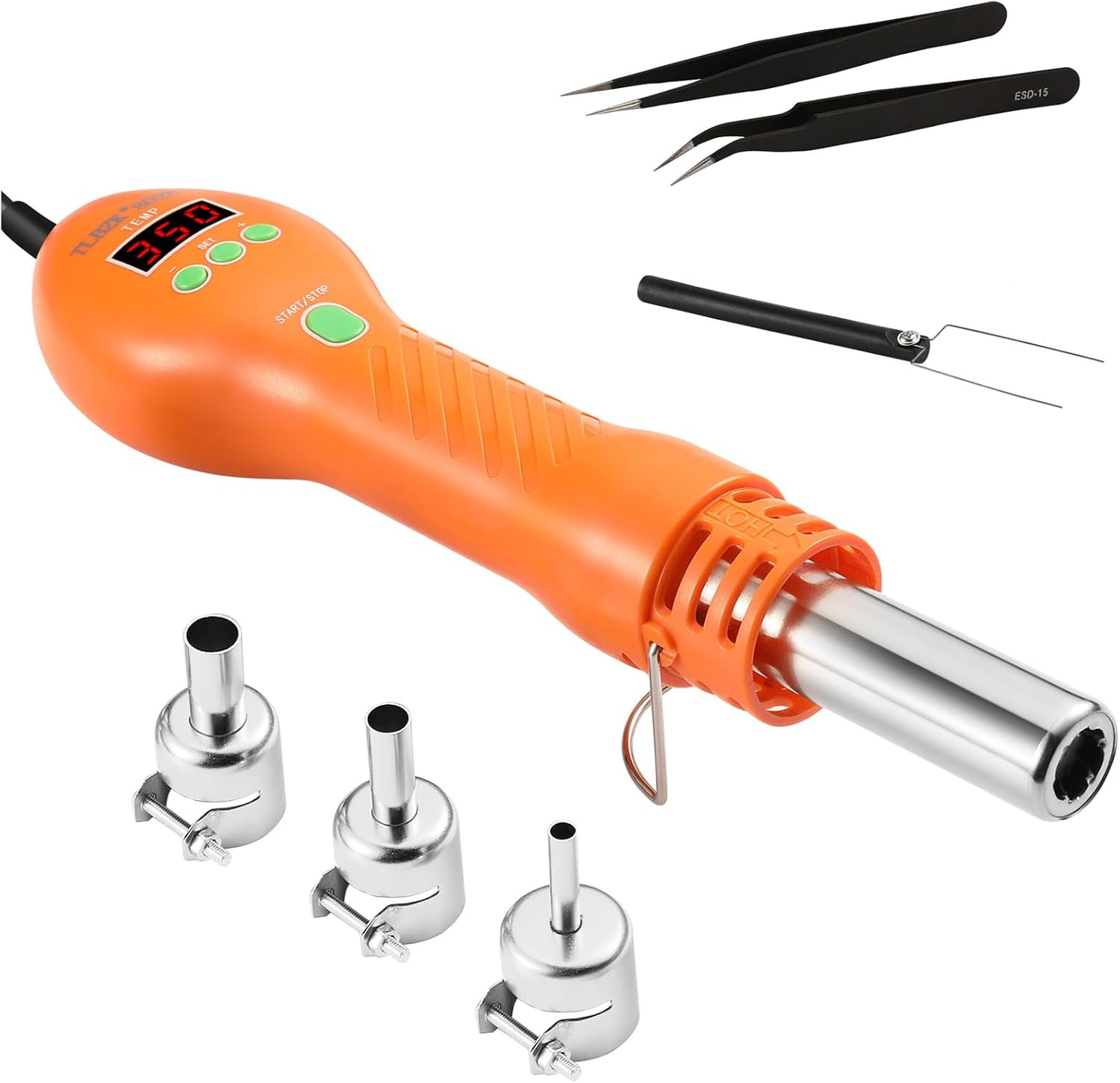 TLBZK 8028 Hot Air Rework Station, Portable SMD Rework Desoldering Digital Heat Gun with Nozzles, &deg;C/&deg;F Conversion