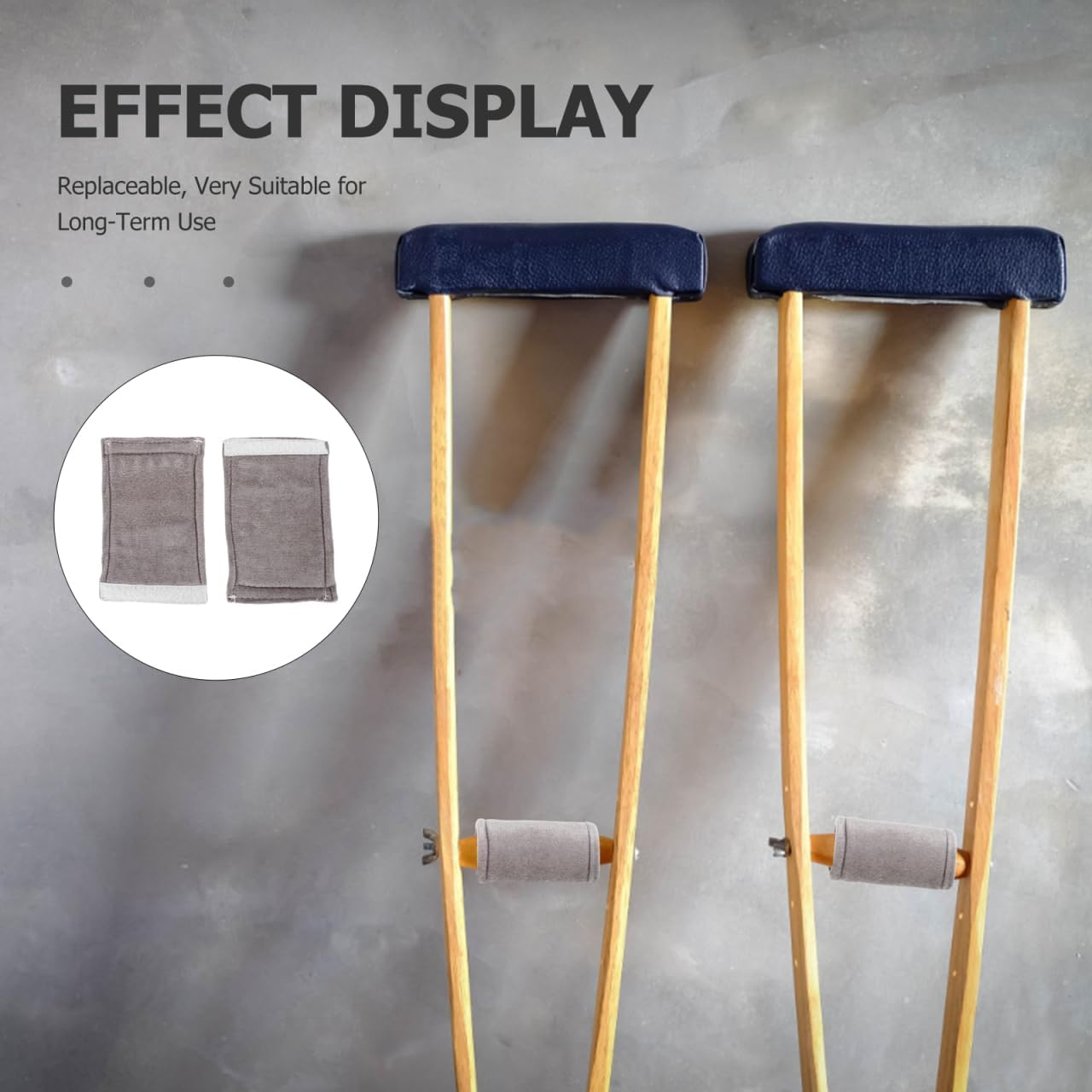 Ipetboom Velvet Crutch Pad Hand Grip Cover 2Pcs Soft Cushion Elastic Design for Elderly Mobility Equipment and Medical Supplies image number 1