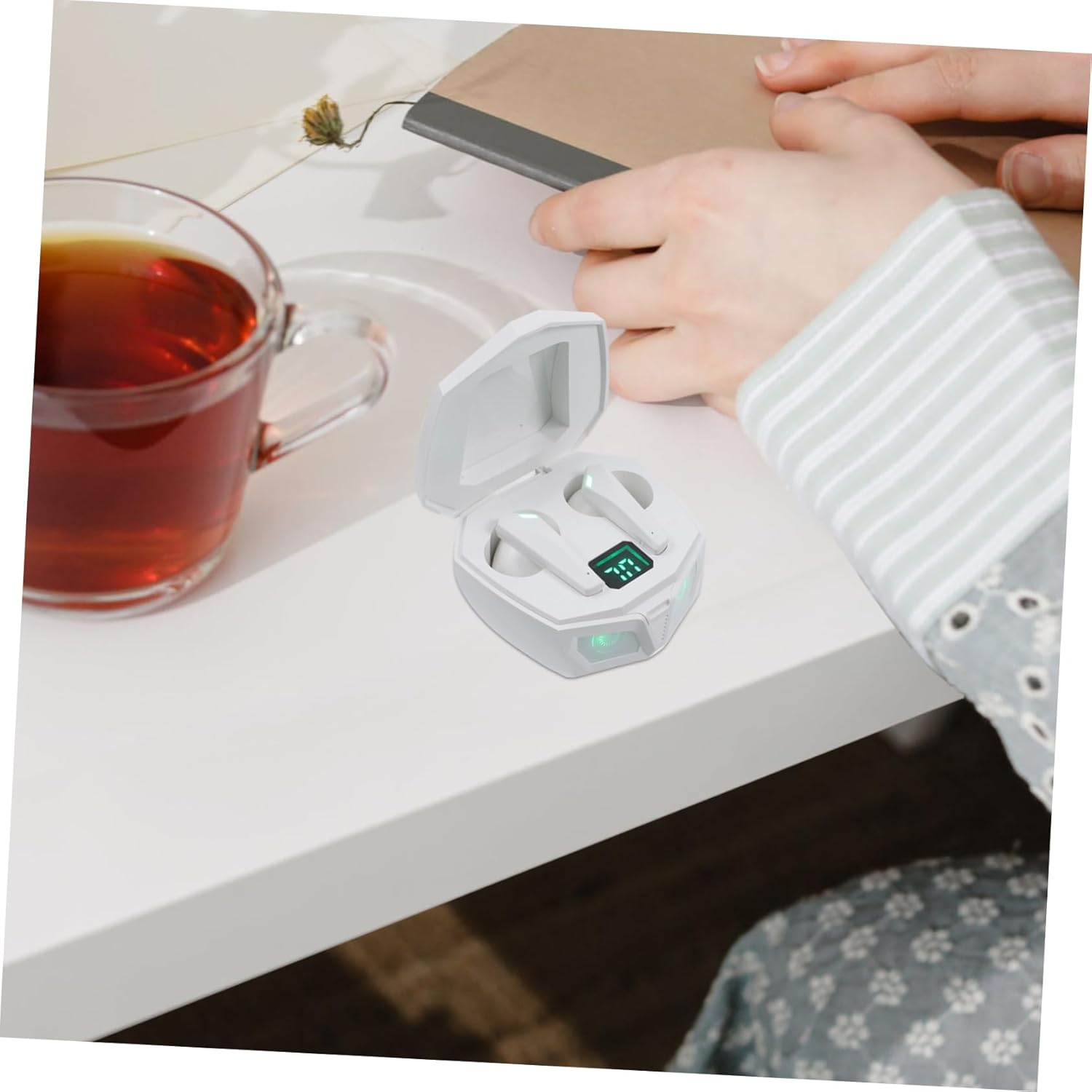 SHOWERORO Wireless Gaming Earbuds with Coil Surround Sound Headphones for Immersive Play Auto Connection Low Latency One Hand Control Compatible with Devices White image number 6